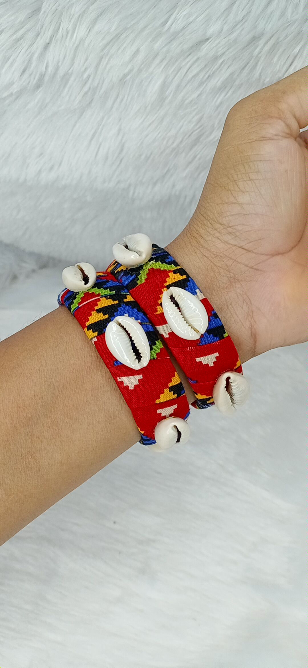 Fabric Cowrie Bangle - 2.4