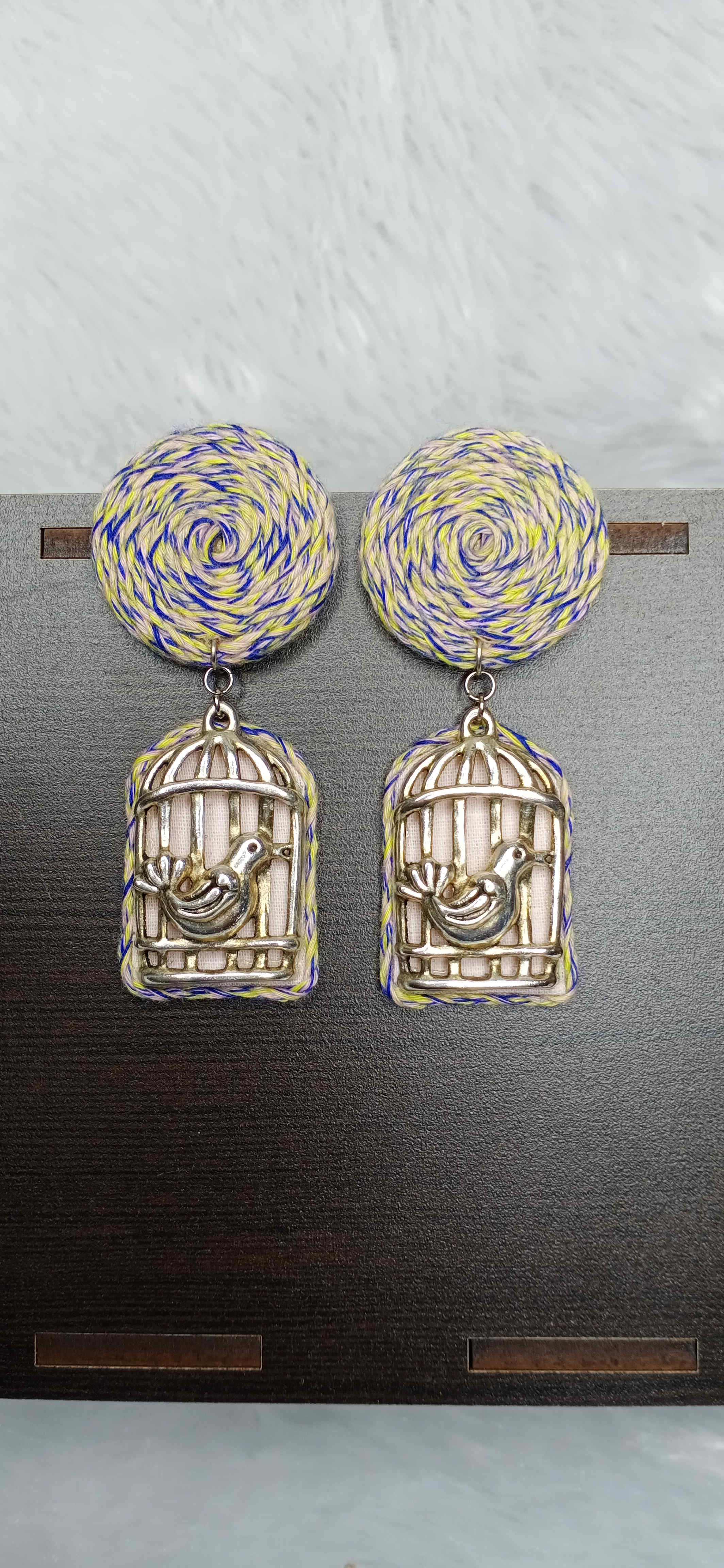 Macrame Bird Charm Earrings 