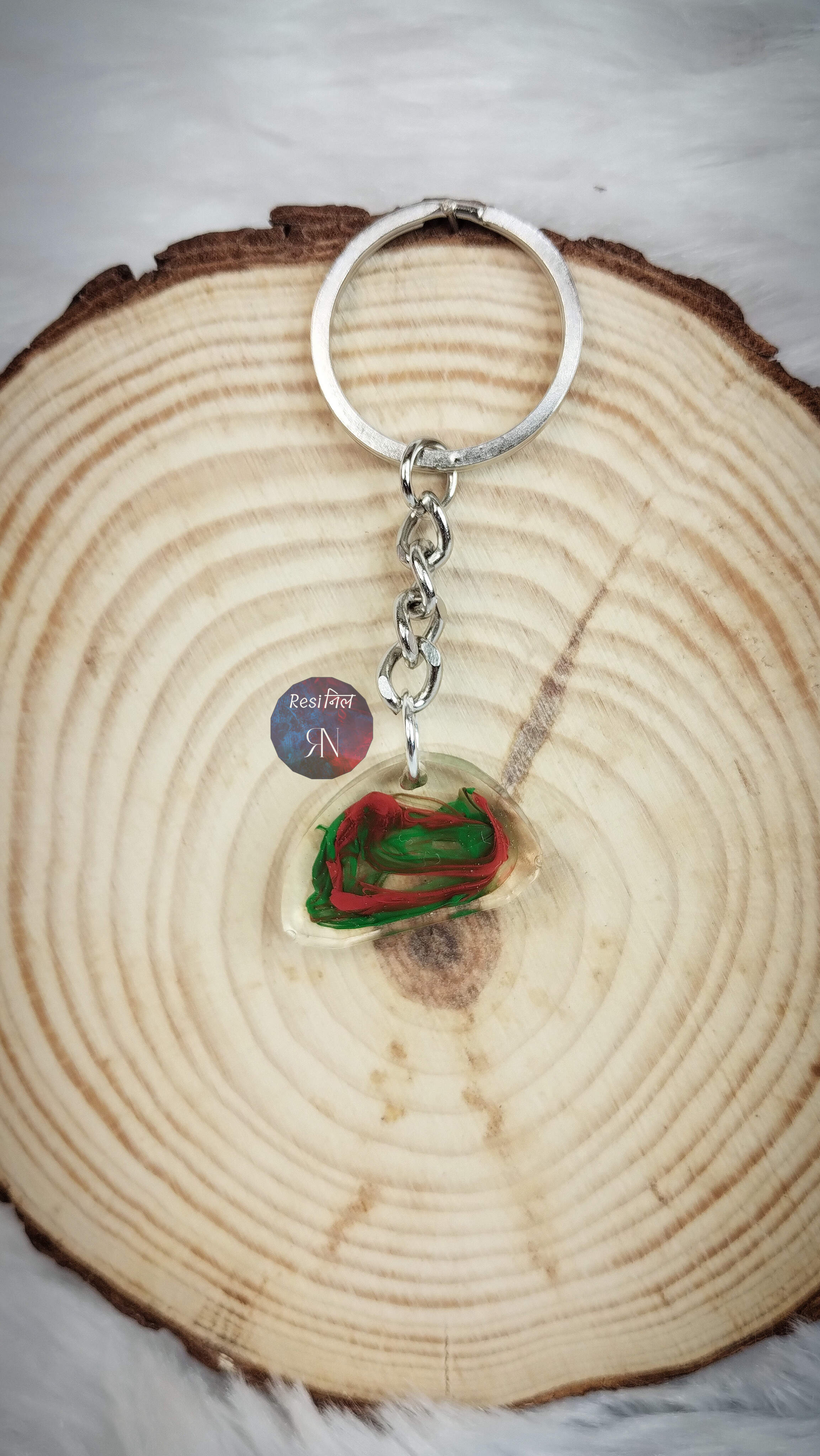 Red & Green Resin Keychain (A)