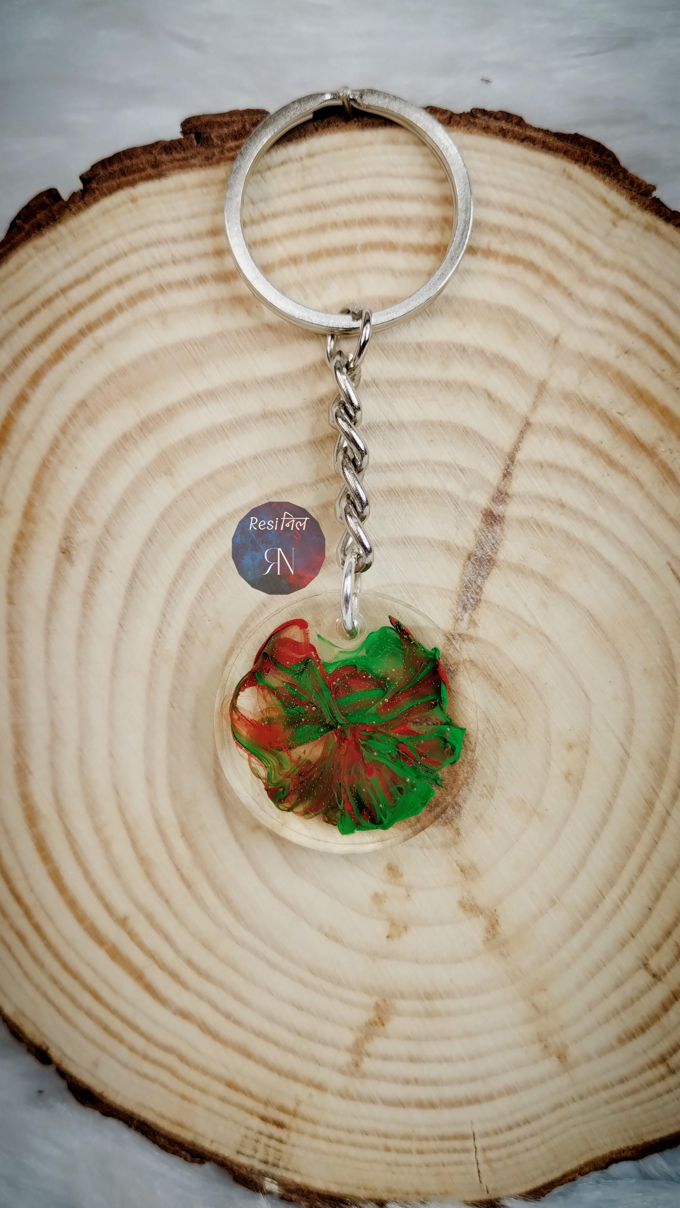 Red & Green Resin Keychain (B)