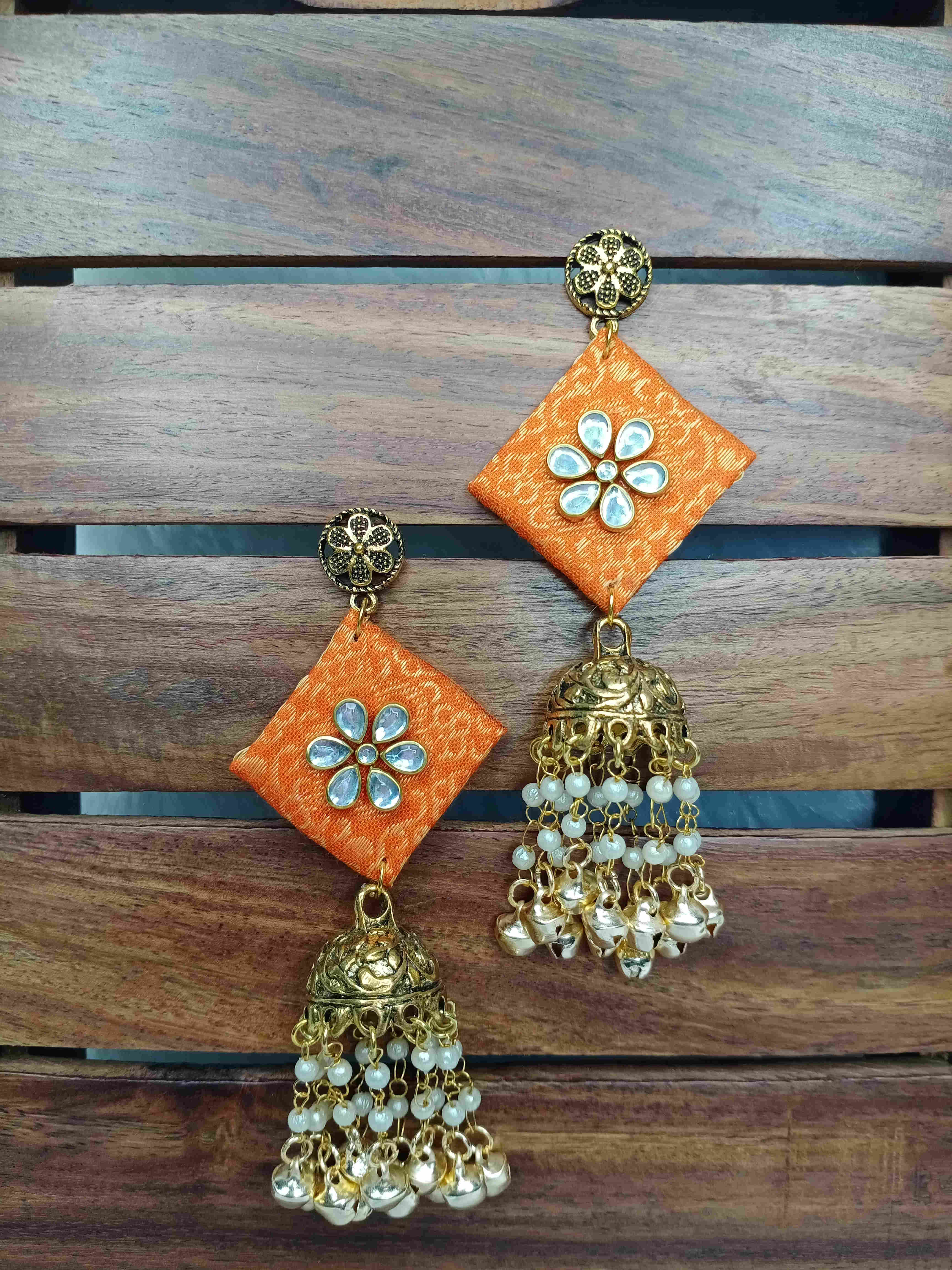 Orange Fabric Jhumkha