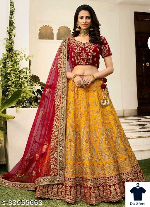 Womens Heavy Embroidered Work Wedding Lehenga Choli