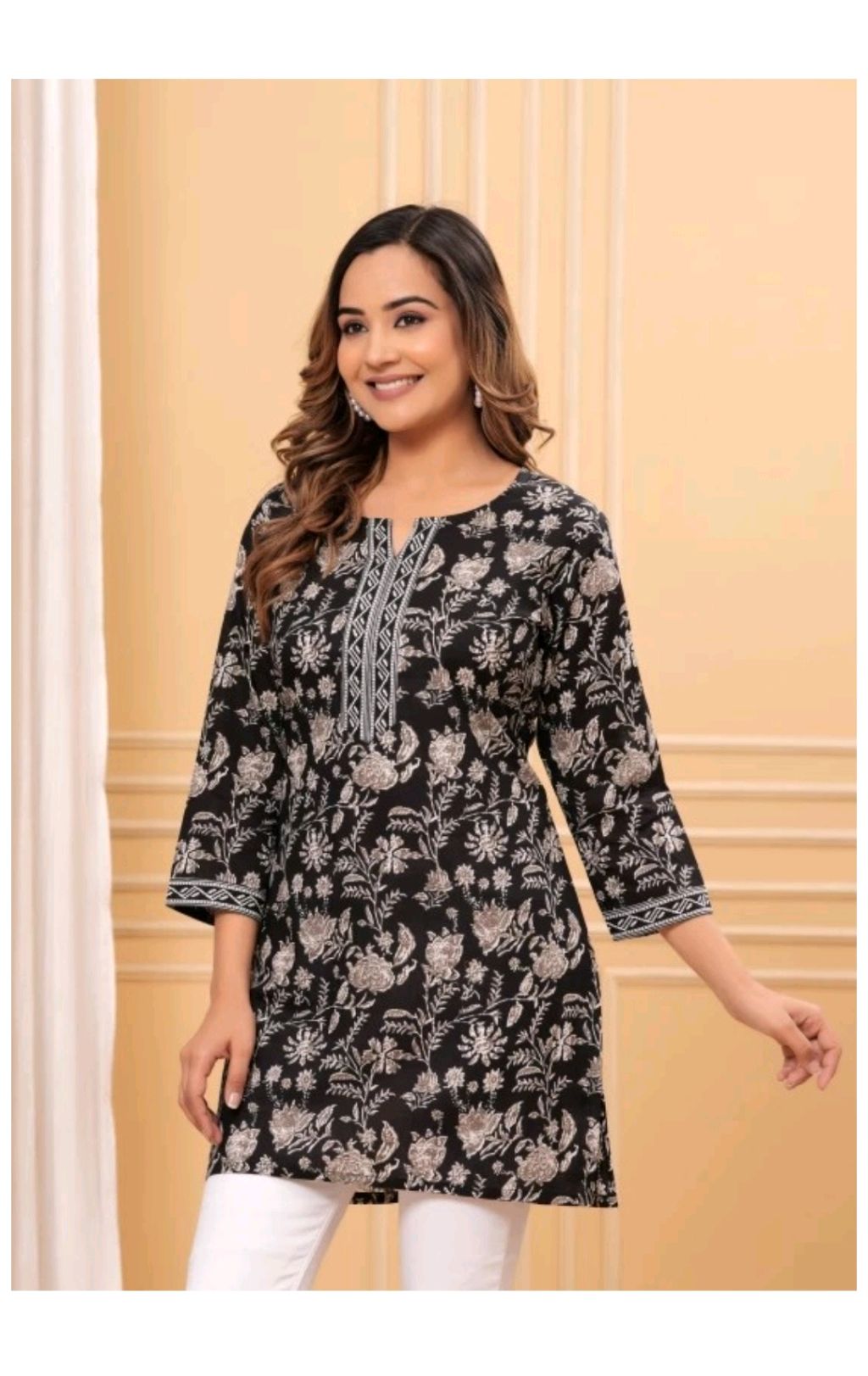 ₹331 WCP Women Printed Pure Cotton Straight Kurta yge44q M 255