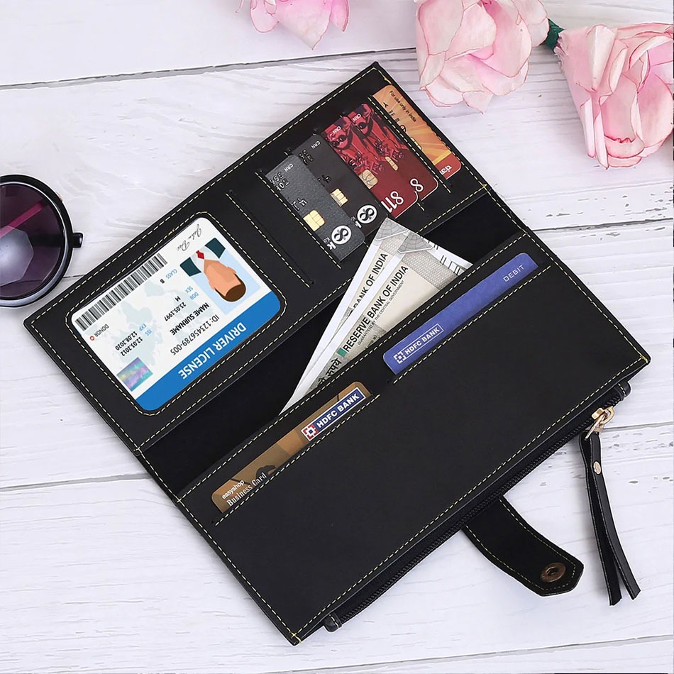 Ladies 2 Fold Wallet - Black