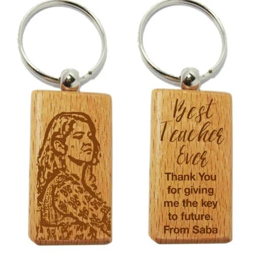 Wooden Engraved Keychain - Rectangle Shape