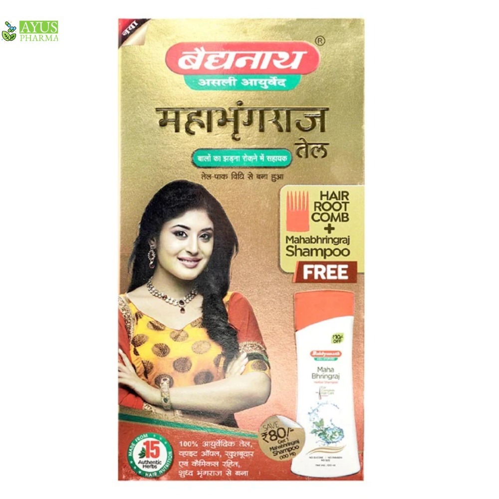 Baidyanath Mahabhringraj Hair Oil (450ml) + Mahabhringraj Shamoo Free