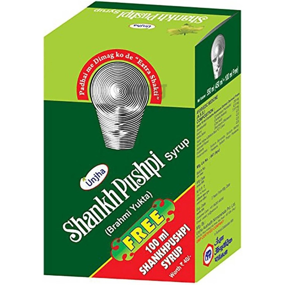 Unjha ShankhPushpi Syrup (450ml) with 100ml Syrup Free