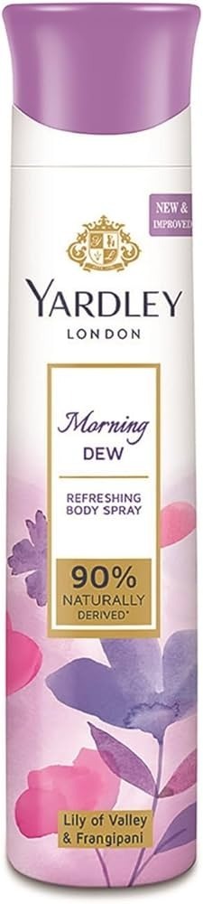 Yardley London Morning Dew Refreshing Body Spray Lilly of Valley& Frangipani, 150 ml