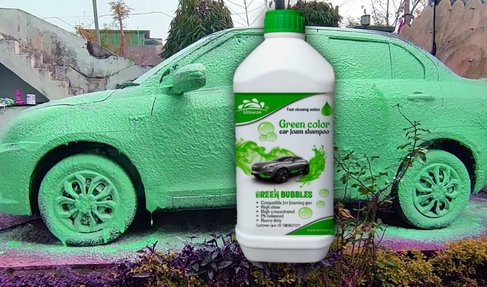 Uniwax color foam wash with wax colour foam car wash shampoo - 1kg, green