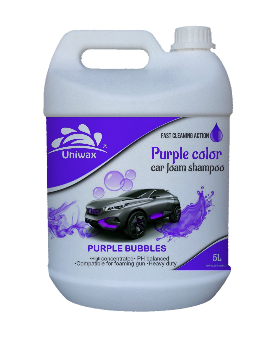 Uniwax color foam wash with wax colour foam car wash shampoo - 5kg, purple