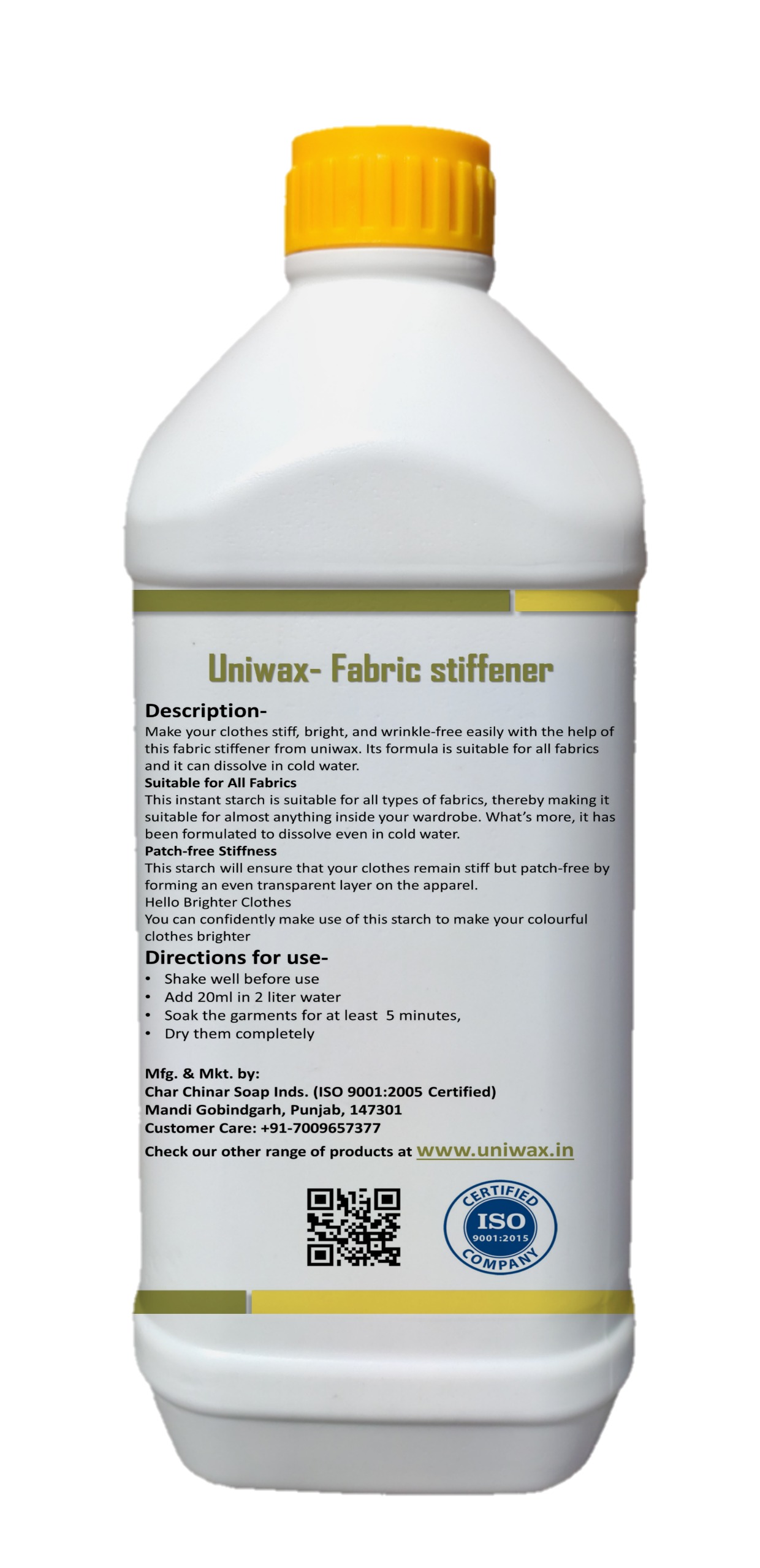 uniwax fabric stiffener, liquid starch / fabric hardener - 1kg