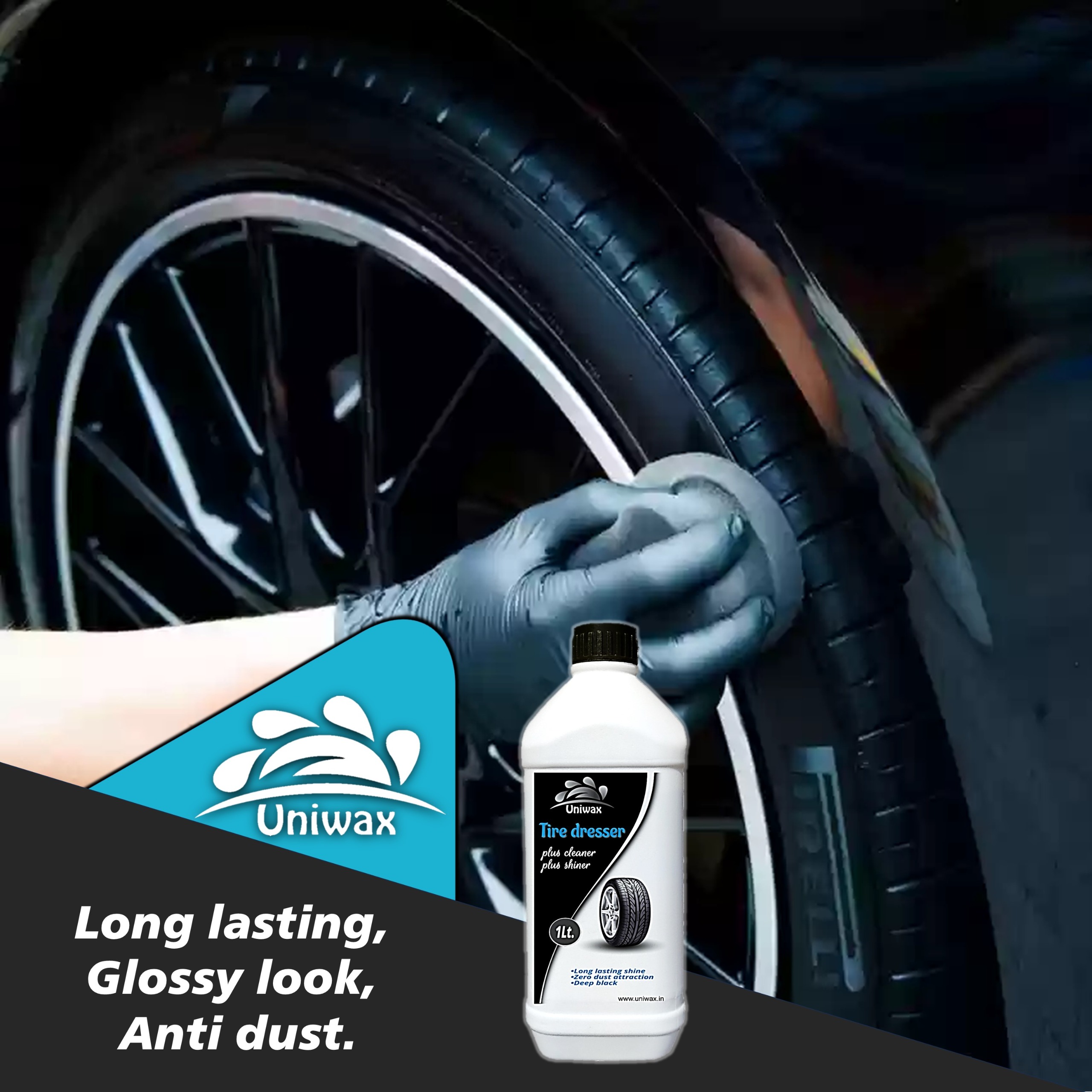 Uniwax tyre polish / tyre dresser / tire shiner - liquid