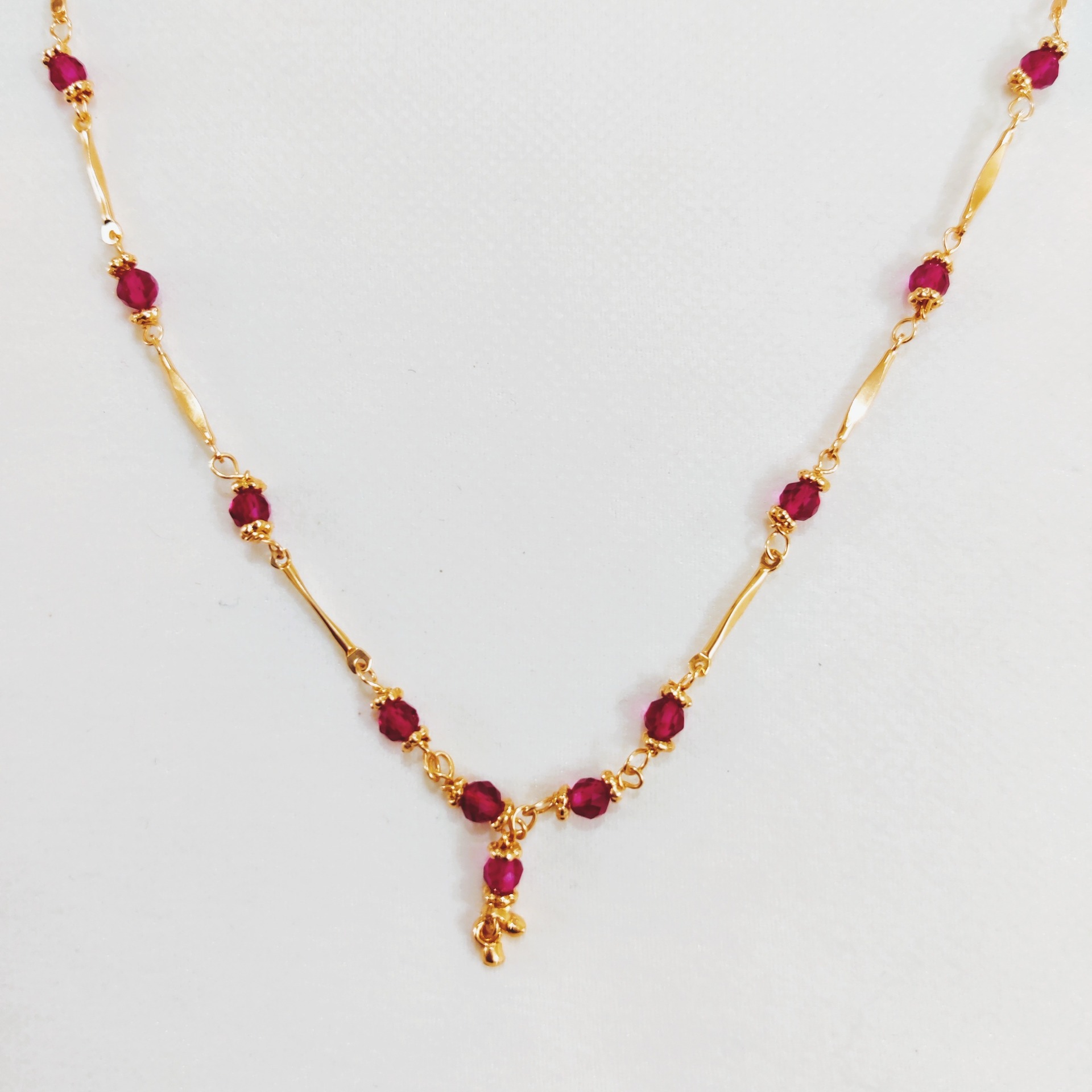 Gold AD Rose Pink Diamonds Necklace