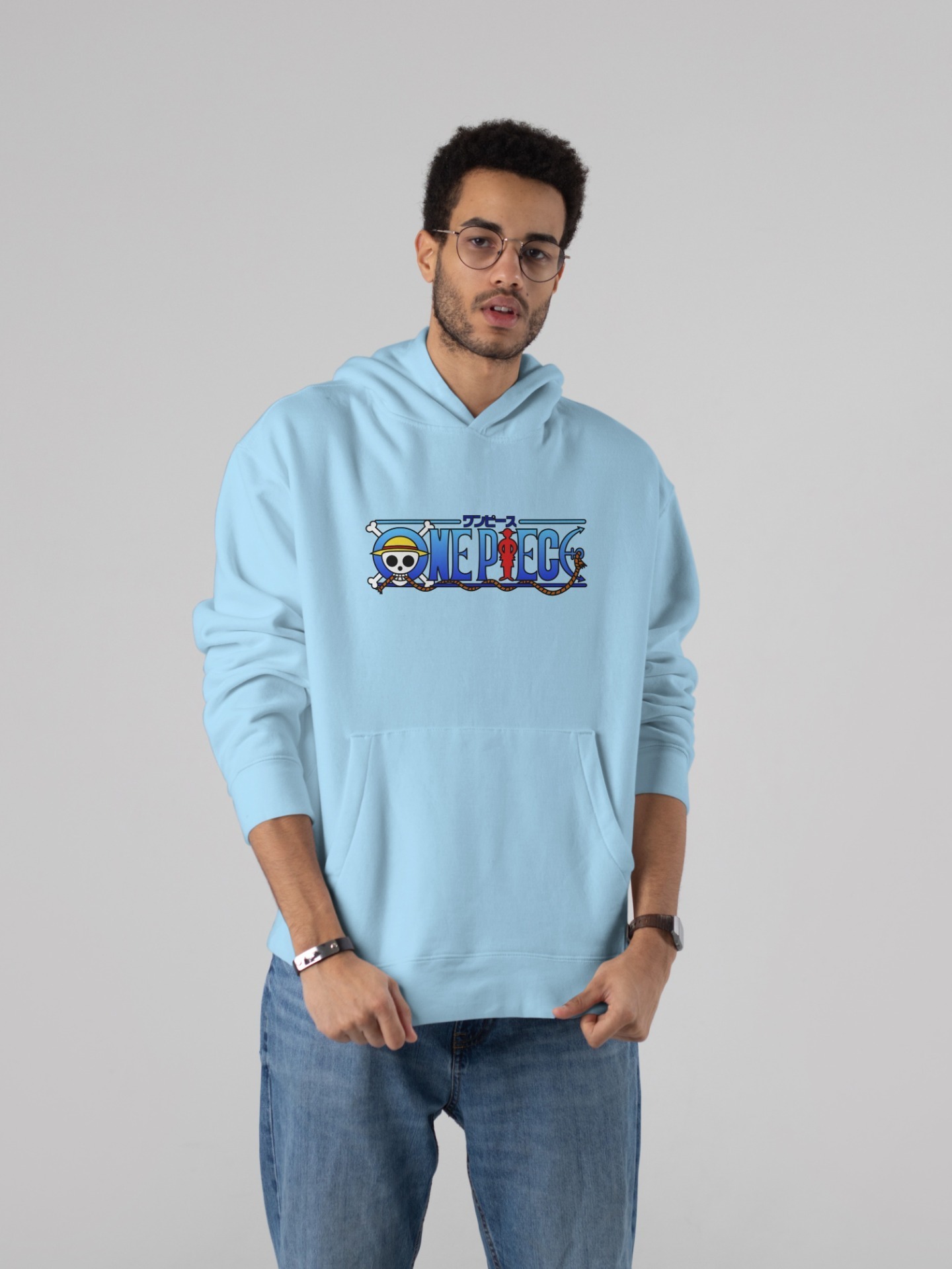 Stun Life Co. Heavy Weight Hooded Sweatshirt - AniOne - Light Blue, XS, All India Delivery in 3-5 Days, 7 Days Easy Returns