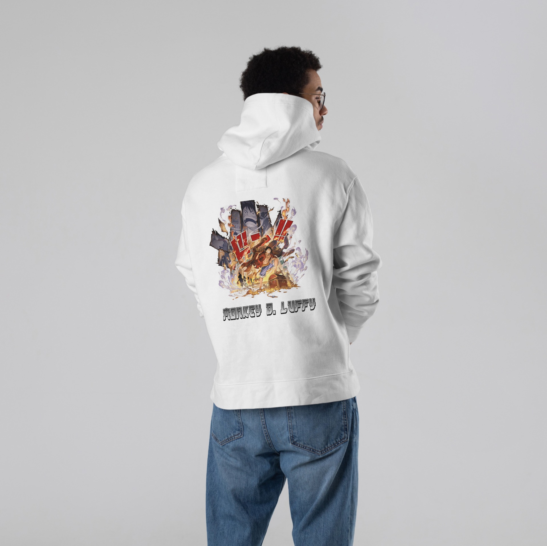 Stun Life Co. Hooded Sweatshirt - Monkey Luffy - White, XS, All India Delivery In 5-7 Days, 7 Days Easy Returns