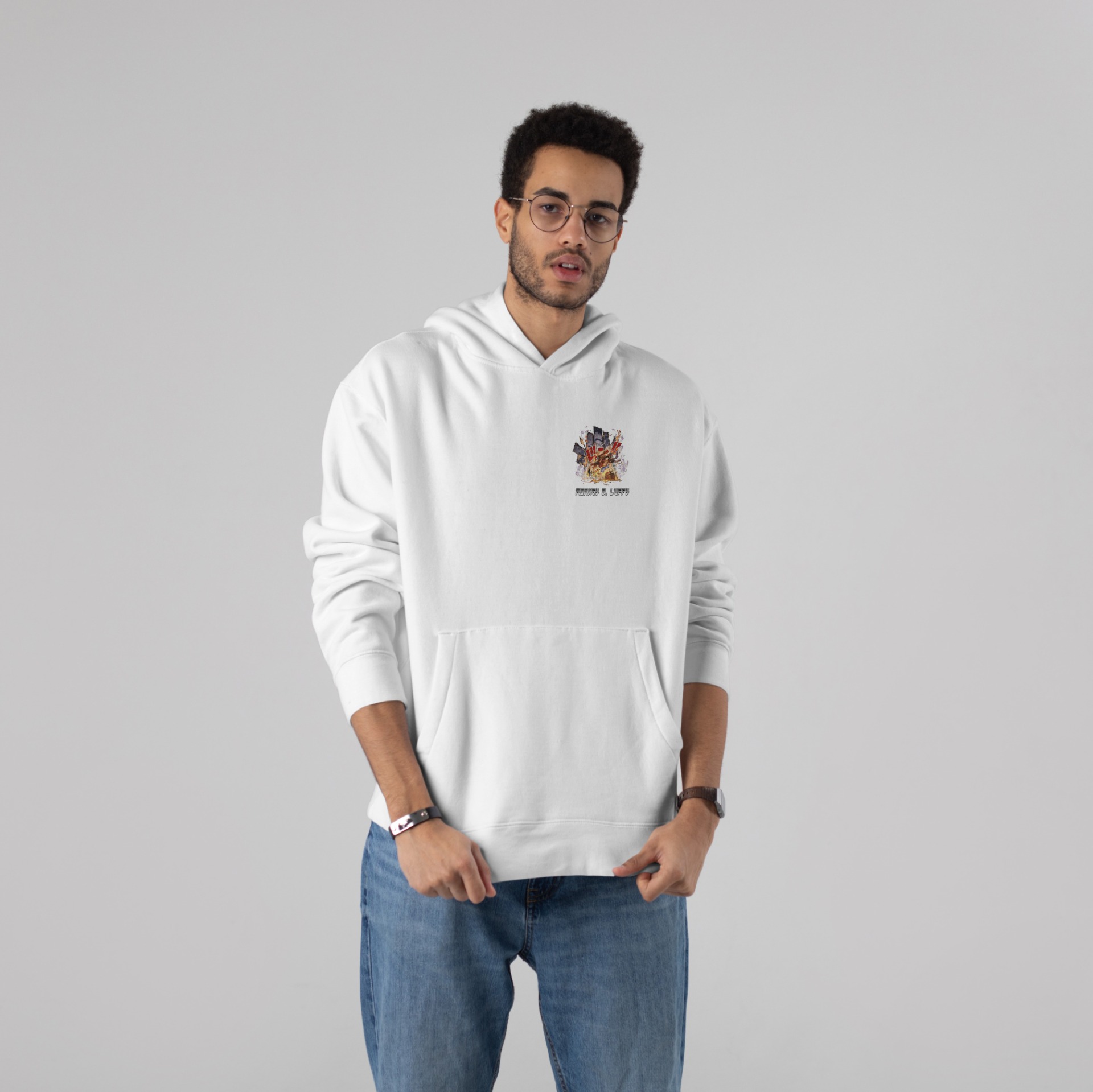 Stun Life Co. Hooded Sweatshirt - Monkey Luffy - White, XS, All India Delivery In 5-7 Days, 7 Days Easy Returns