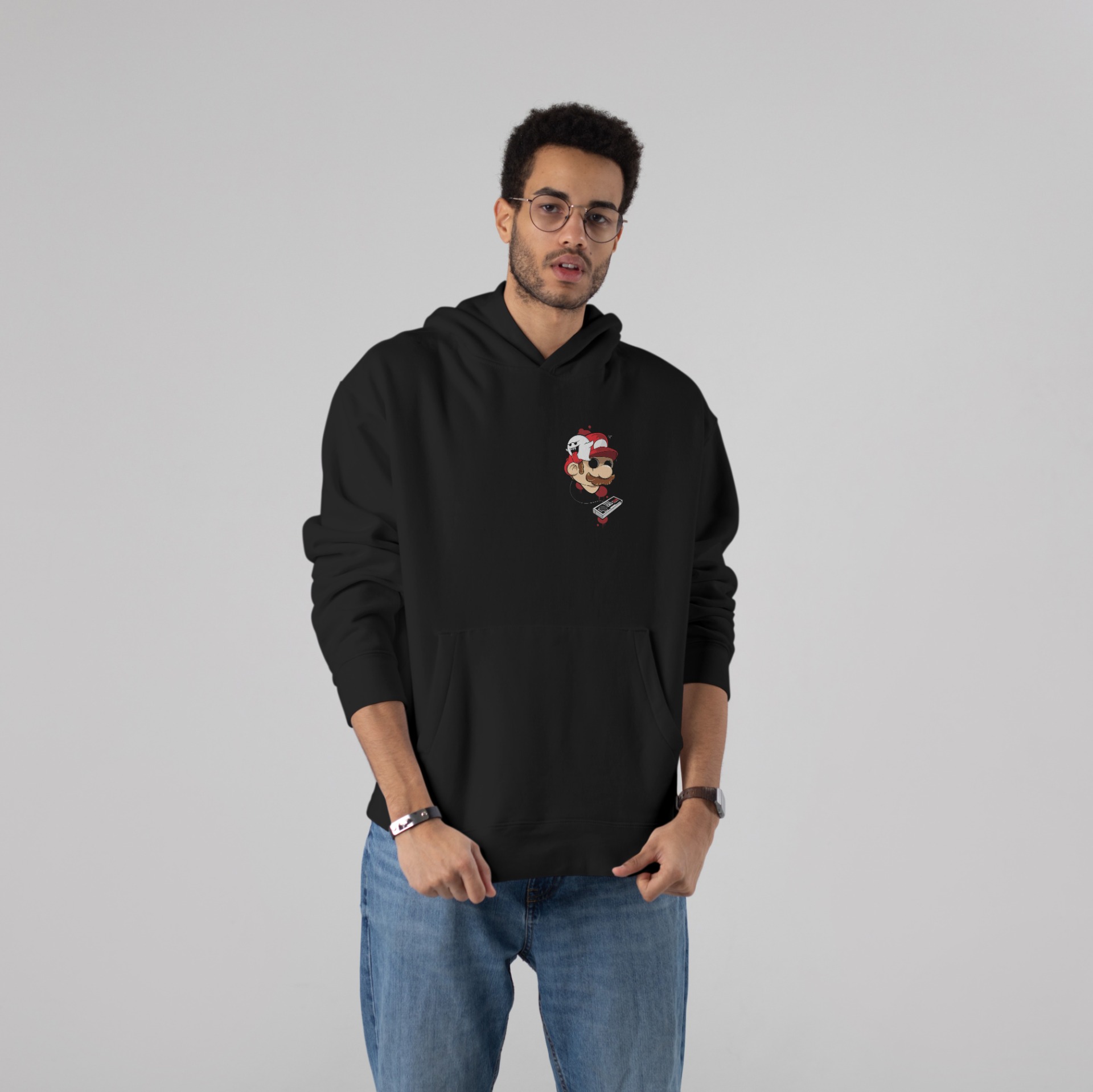 Stun Life Co. Hooded Sweatshirt - Mario Fantasma - Black, XS, All India Delivery In 5-7 Days, 7 Days Easy Returns