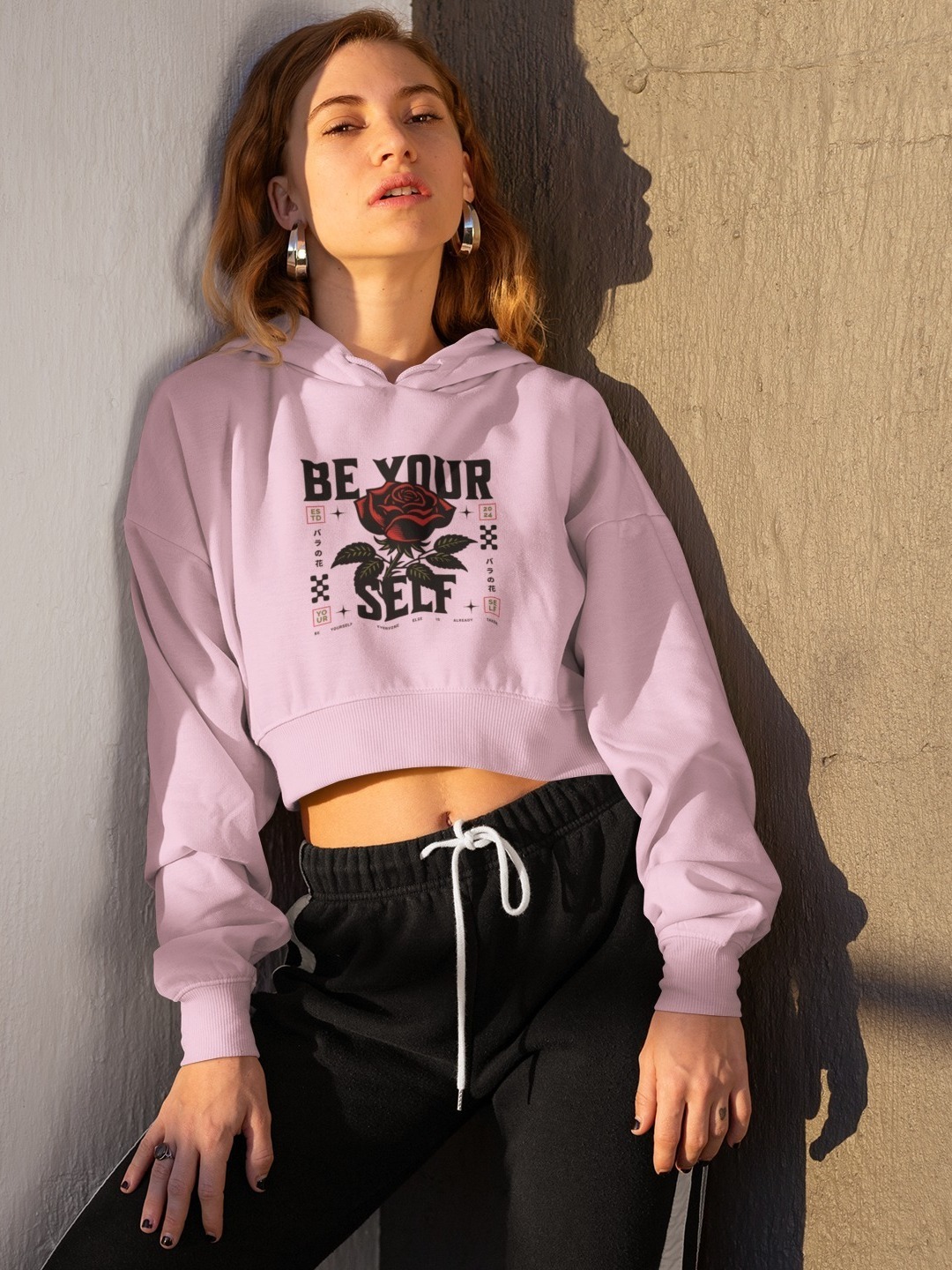 Stun Life Co. Crop Hoodies - Be Yourself - Pink, XS, All India Delivery in 3-5 Days, 7 Days Easy Returns