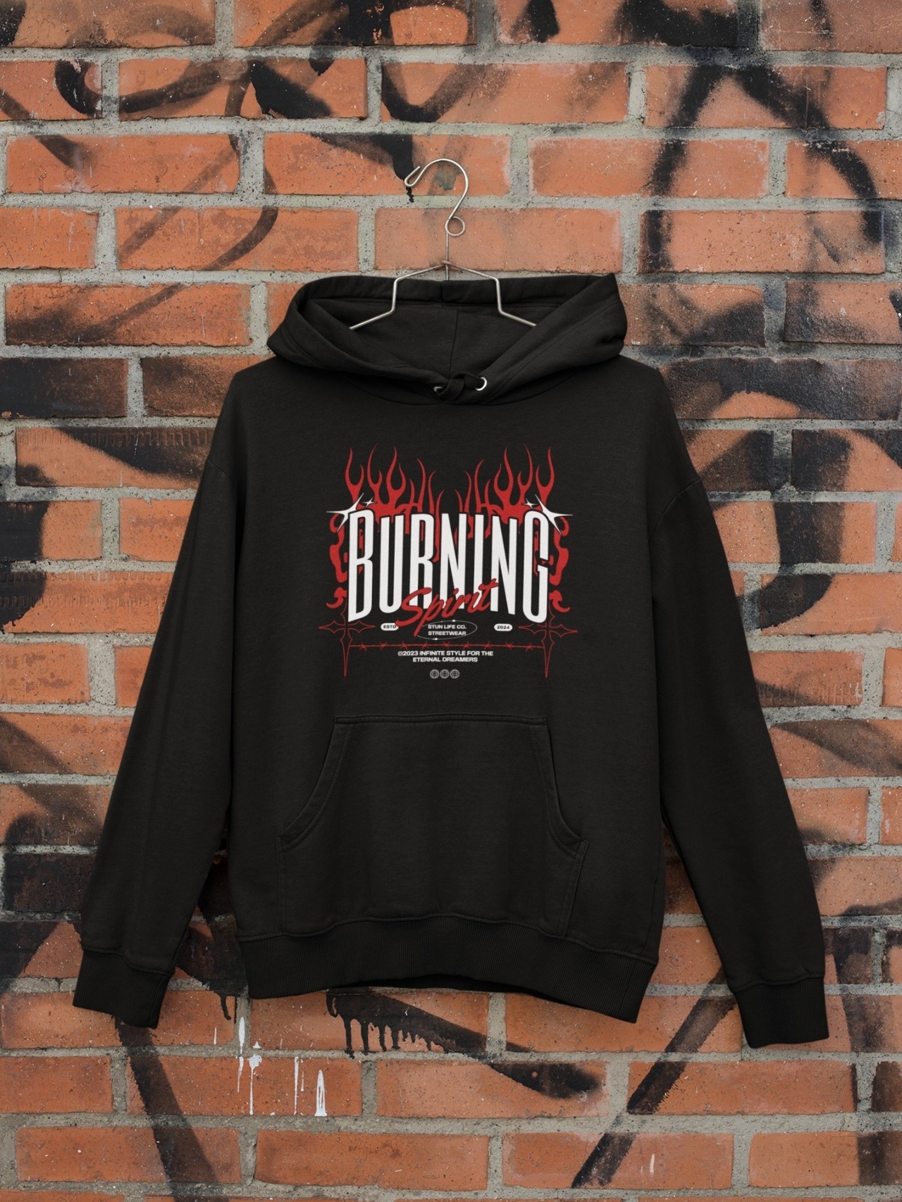 Stun Life Co. Women Hoodie - Oversized Burning Spirit - Black, XS, All India Delivery in 3-5 Days, 7 Days Easy Returns