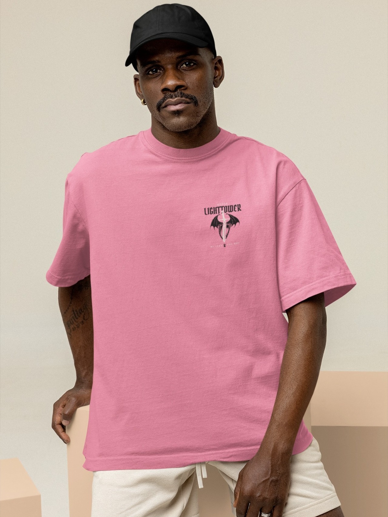 Stun Life Co Men Oversized - Light Tower - Pink Salmon, XS, All India Delivery In 5-7 Days, 7 Days Easy Returns