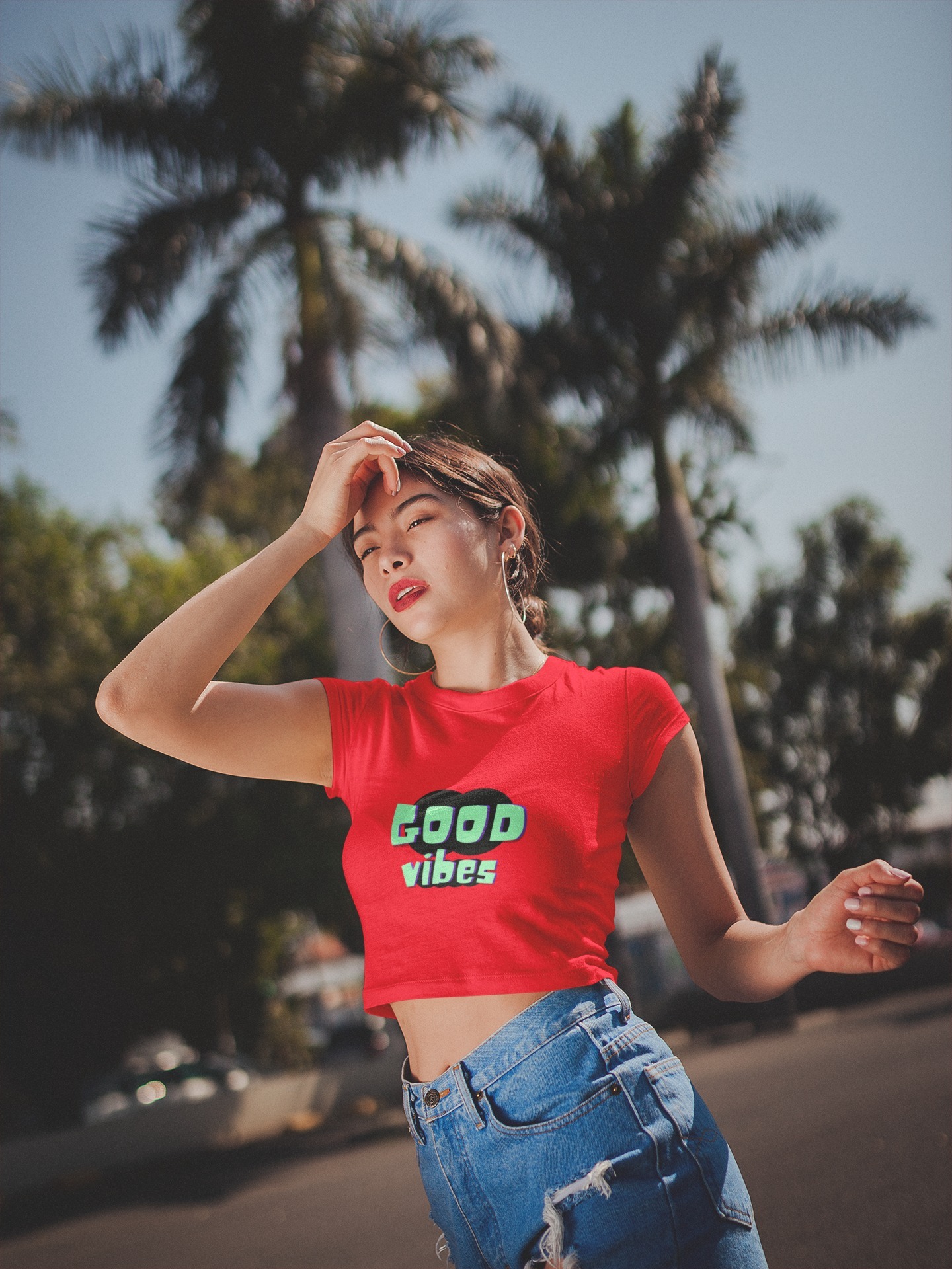 Stun Life Co. Crop Top - Good Vibes - Red, XS, All India Delivery in 3-5 Days, 7 Days Easy Returns