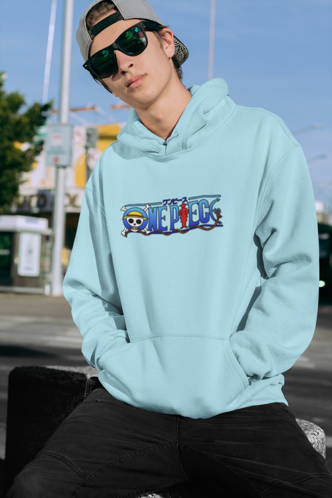 Stun Life Co. Heavy Weight Hooded Sweatshirt - AniOne - Light Blue, XS, All India Delivery in 3-5 Days, 7 Days Easy Returns