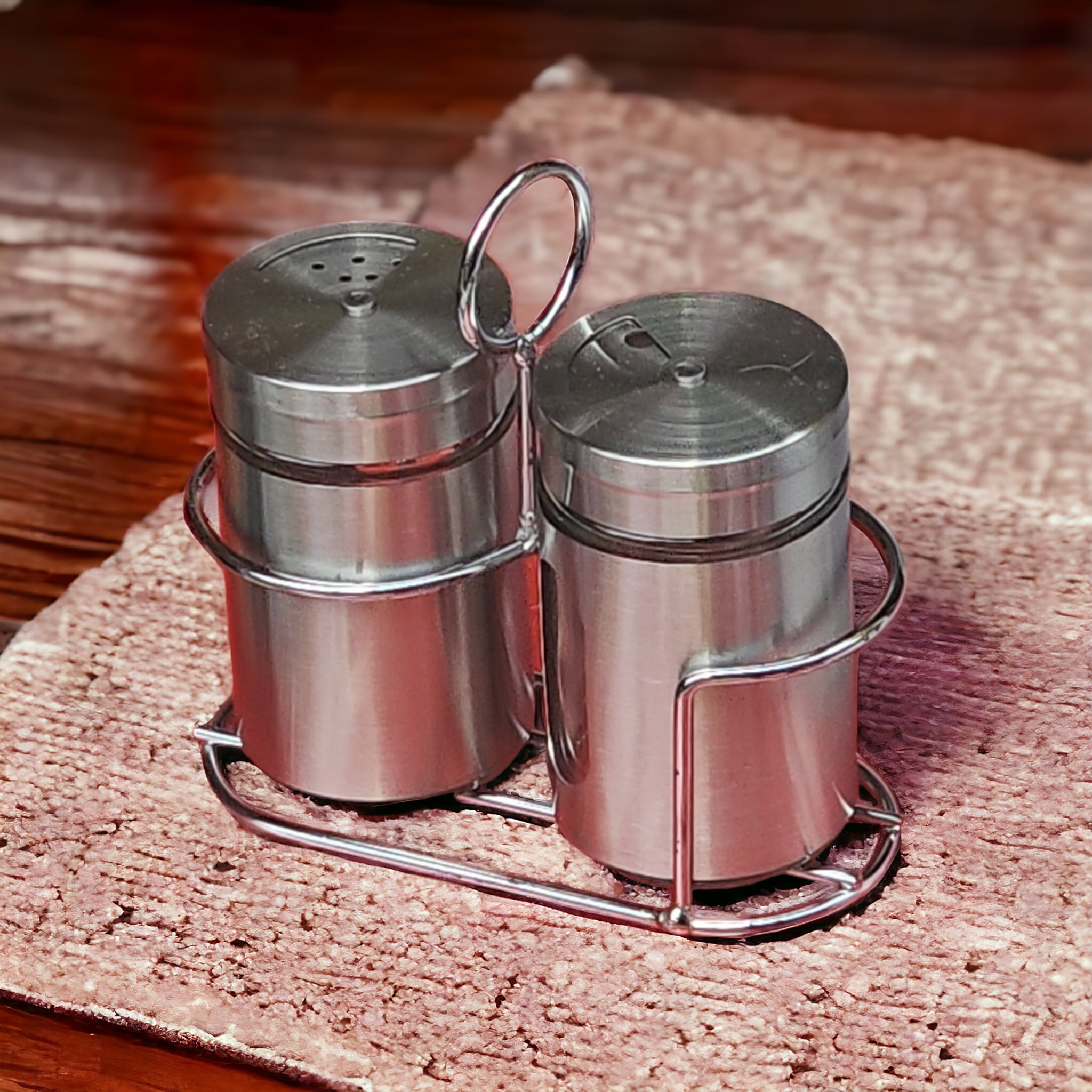 Stainless Steel with Stand Salt andPepper Shaker