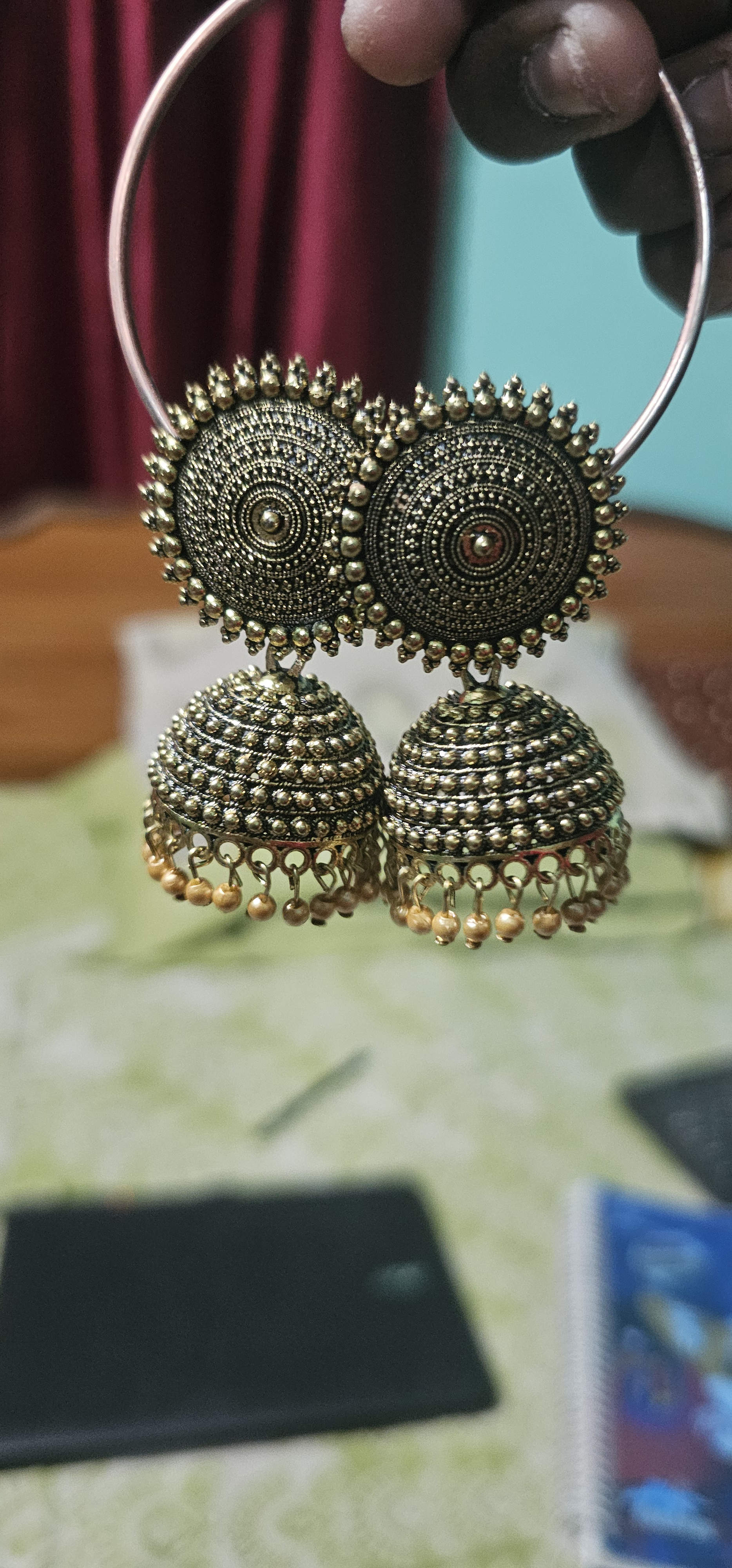 Dolluspaa Kundan Jhumka earrings Woman CoralSilver Jhumki Earring