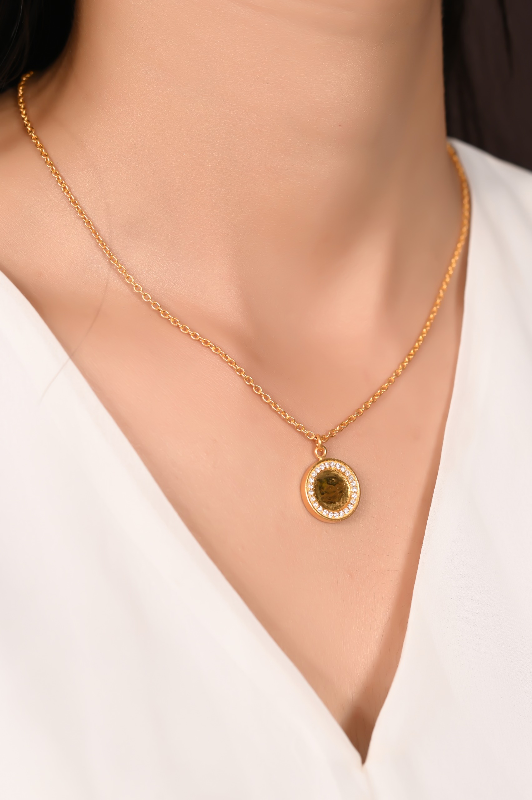 Mira Cosmos Inspired Pendent - Yellow Gold, Pendent Length: 20 Inch, Pendent