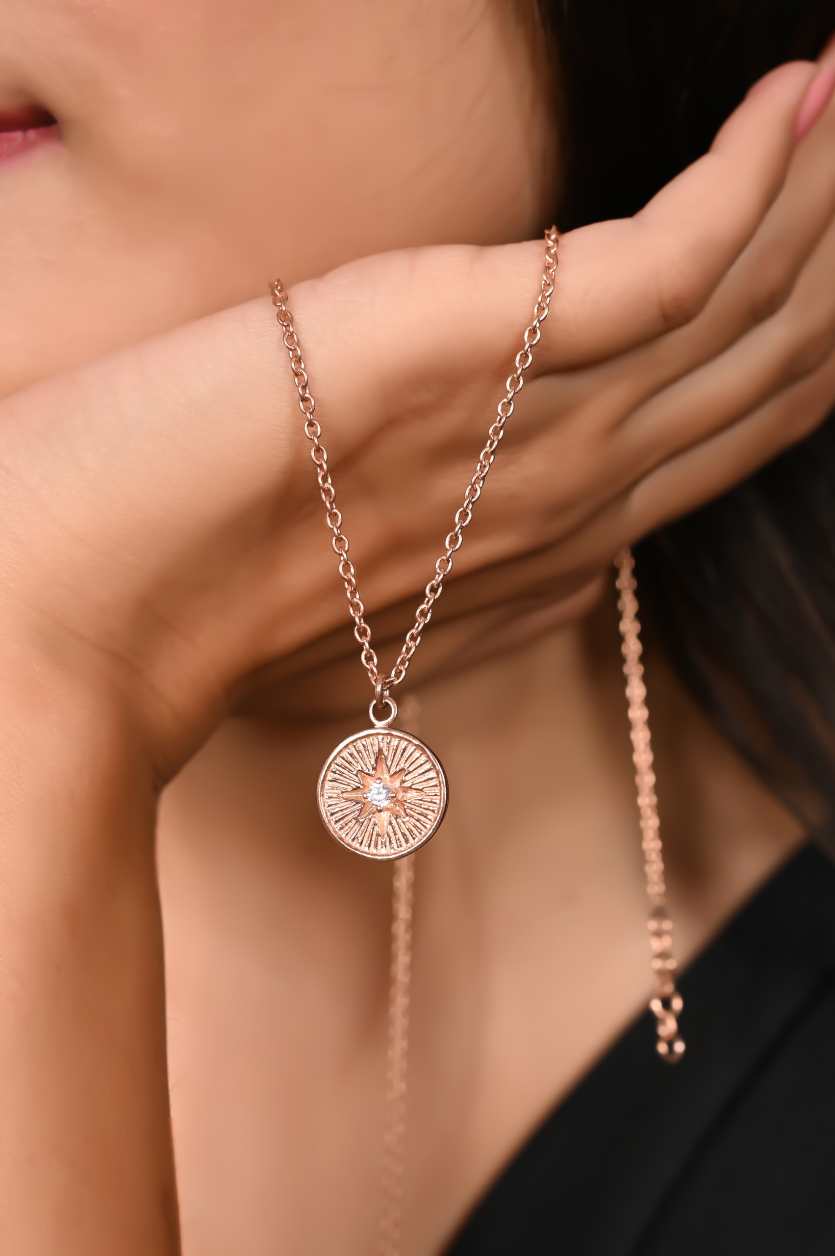 Mira Ray Of Sunshine  - Rose Gold, Pendent Length: 20 Inch, Pendent