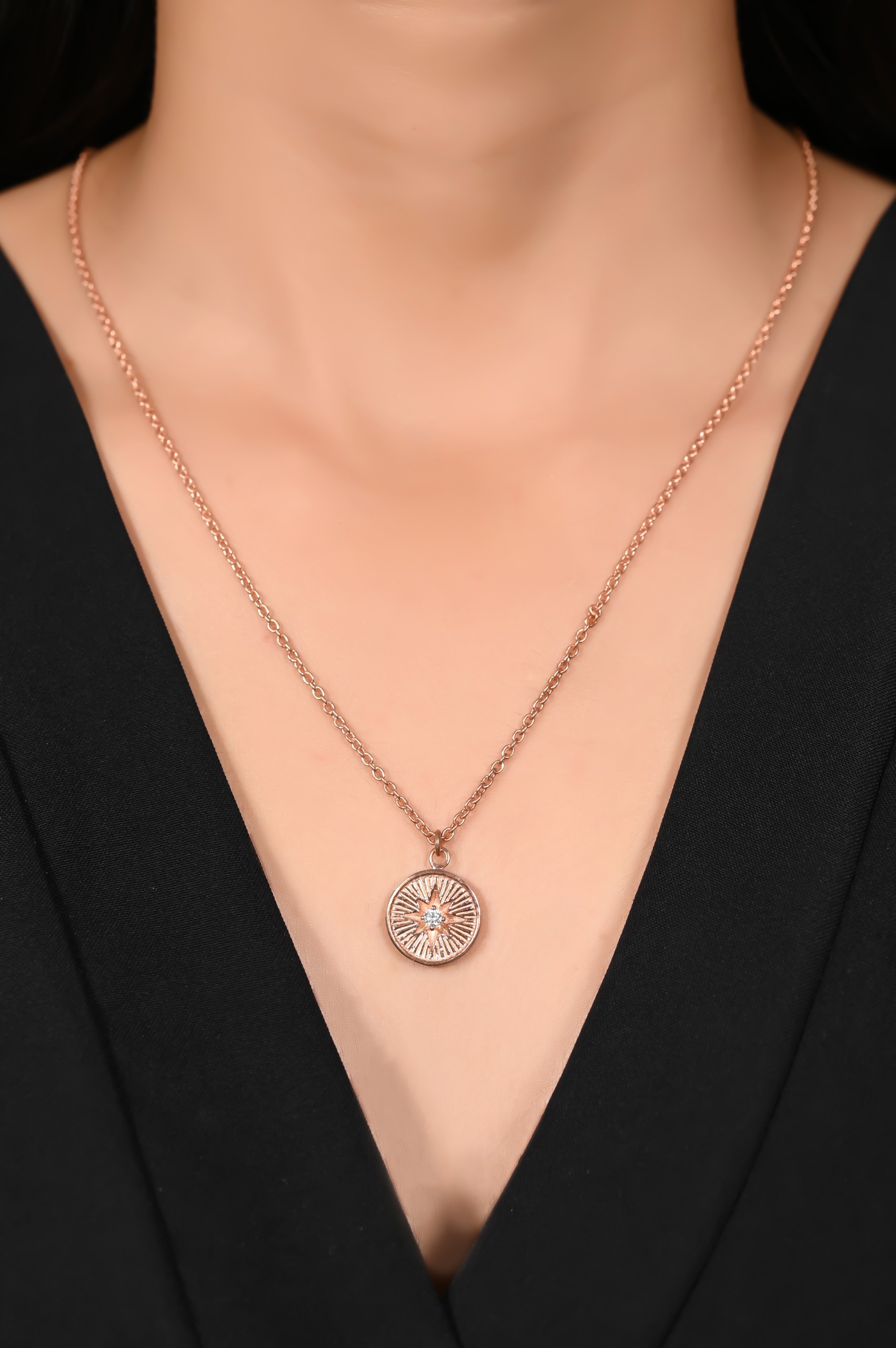 Mira Ray Of Sunshine  - Rose Gold, Pendent Length: 20 Inch, Pendent