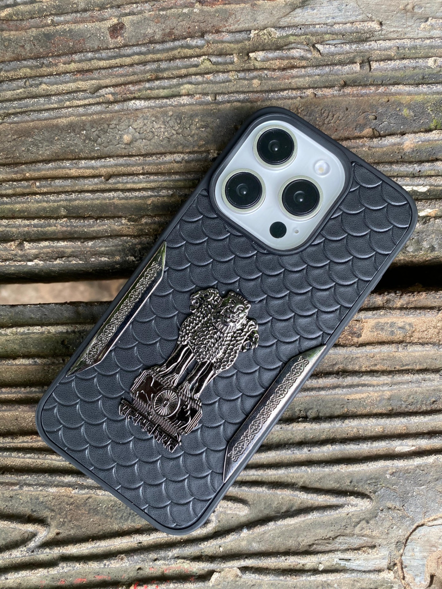 I Phone Indian National Emblem Lather For 10 To 16 Series