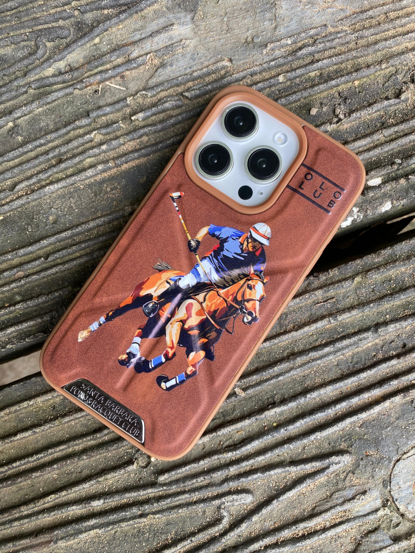 Santa Barbara U.S. Polo Assn. Horse Racing Design Phone Cover - brown 
