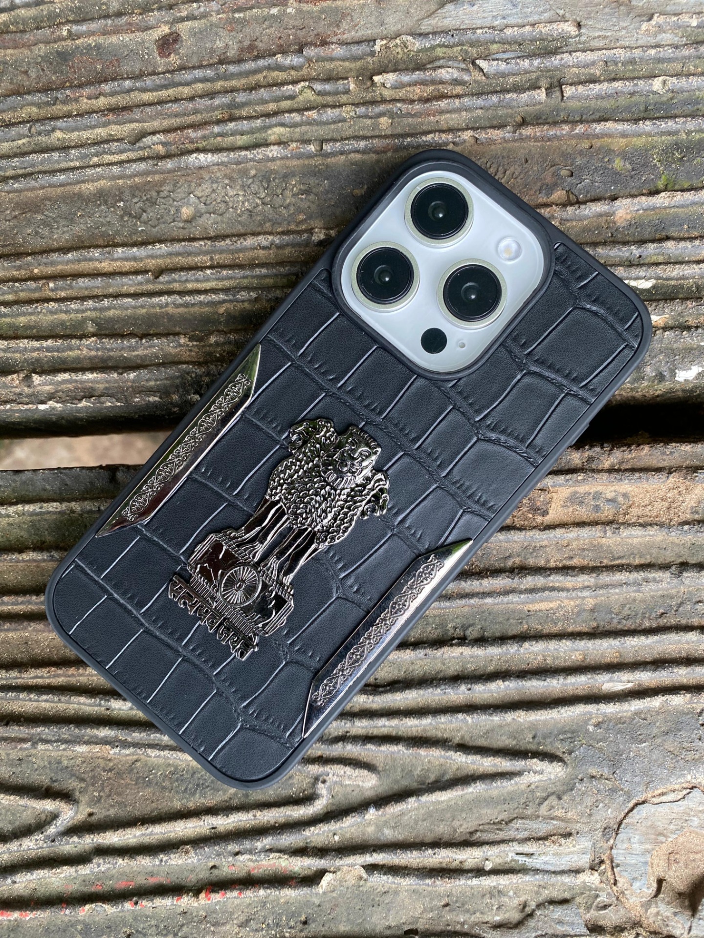 I Phone Indian National Emblem Lather For 10 To 16 Series