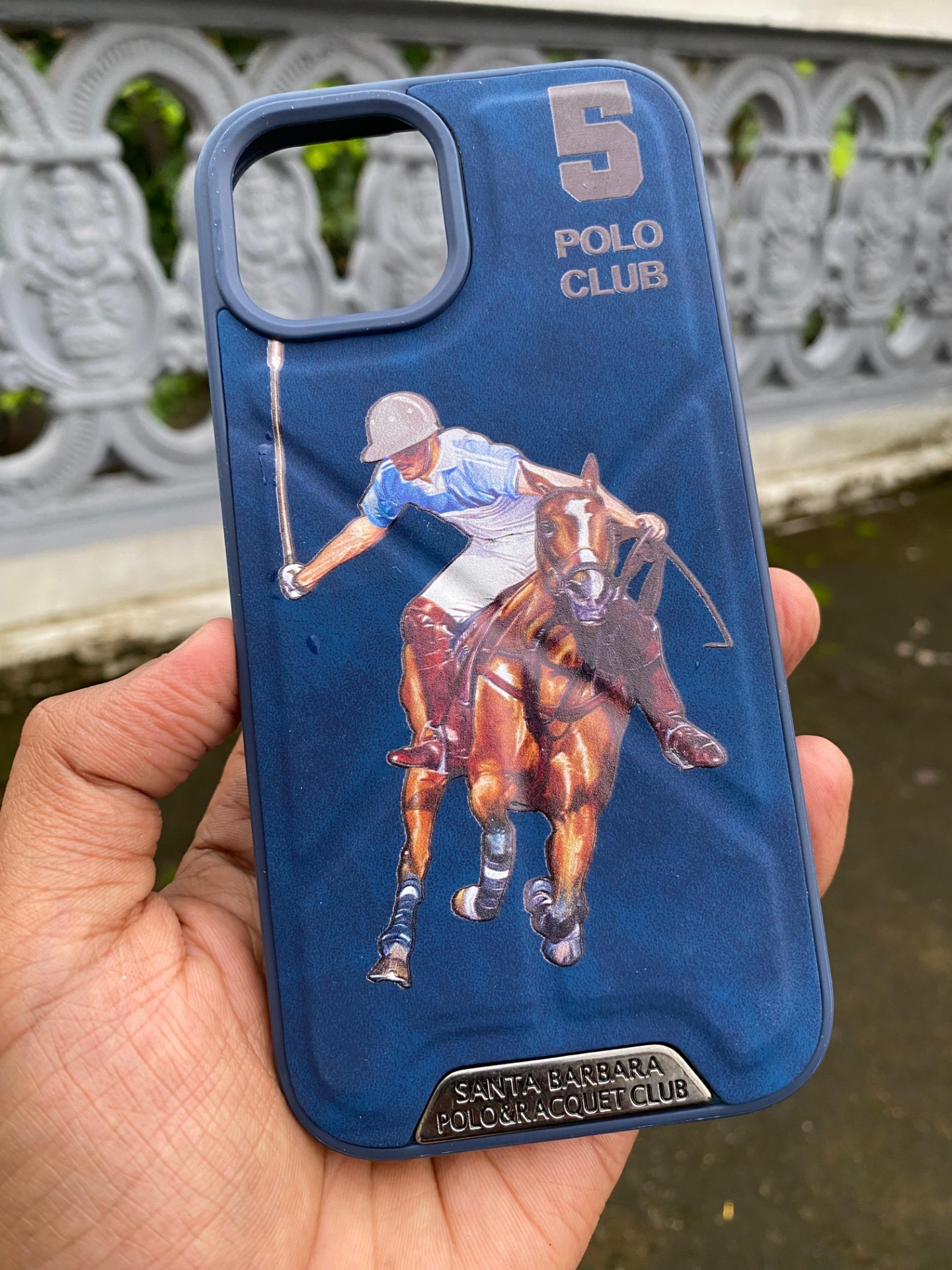 Santa Barbara U.S. Polo Assn. Horse Racing Design Phone Cover - Navy Blue