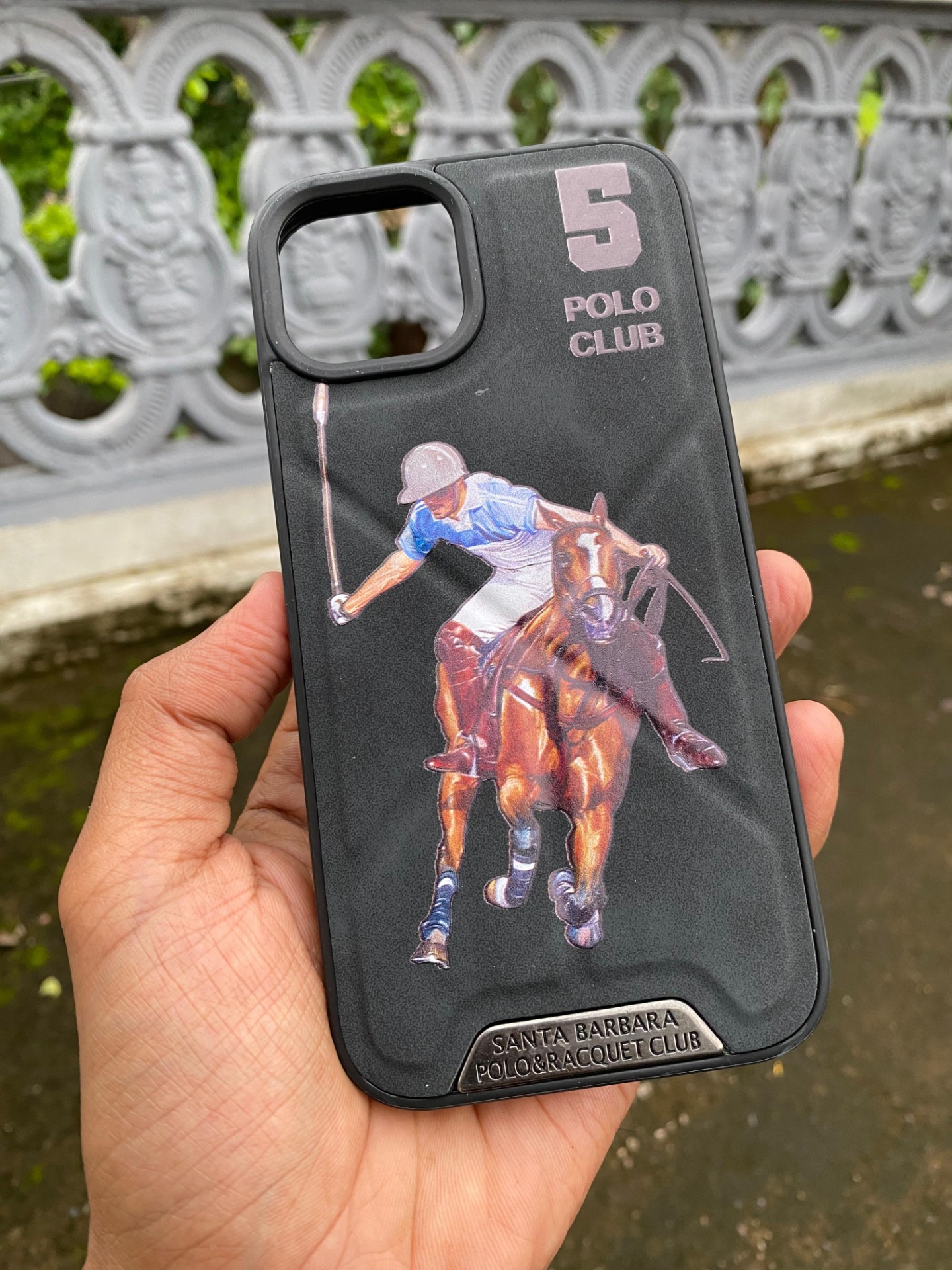 Santa Barbara U.S. Polo Assn. Horse Racing Design Phone Cover - Black 