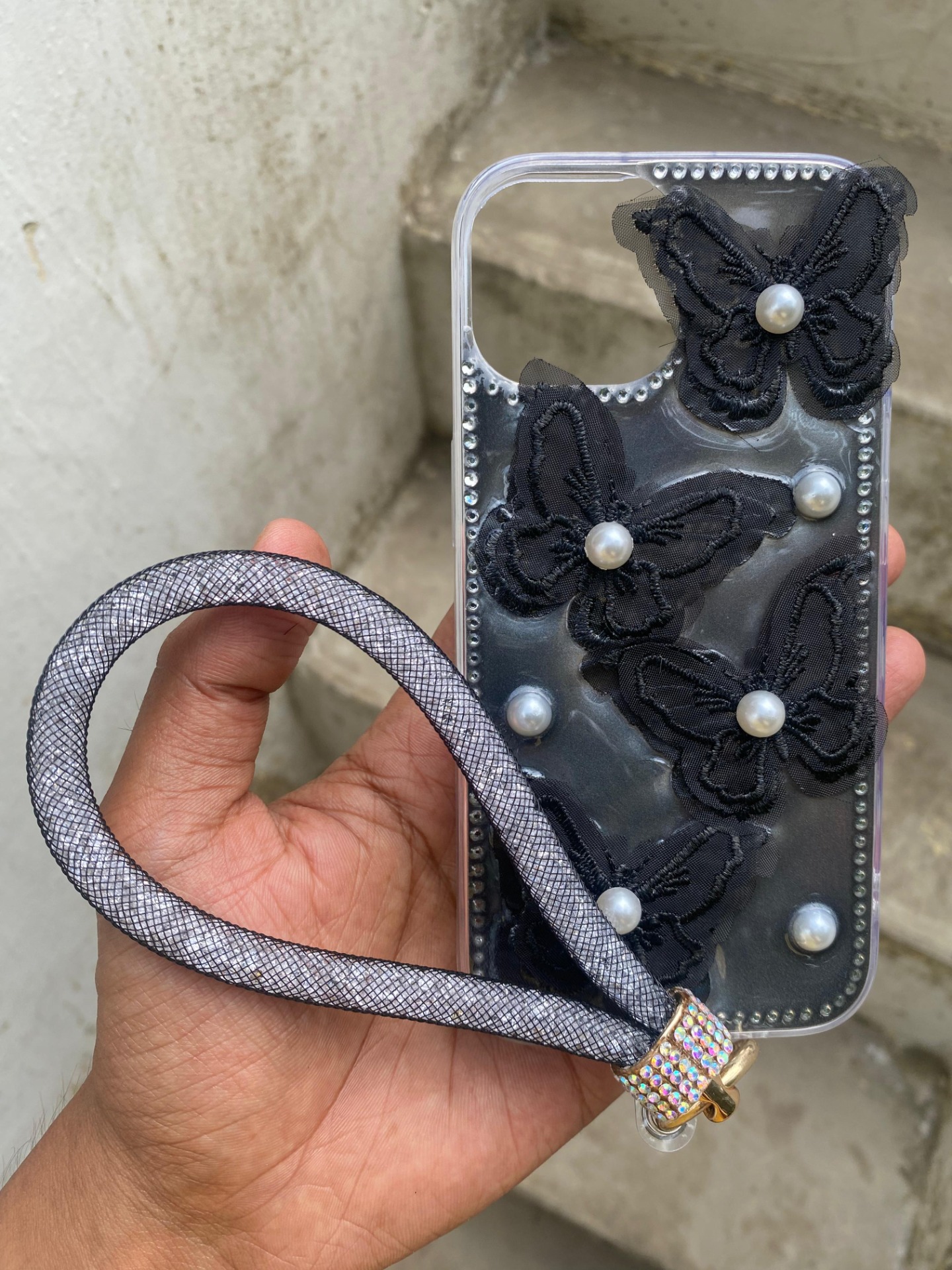 Elegant 3D Butterfly i Phone Case With Charm