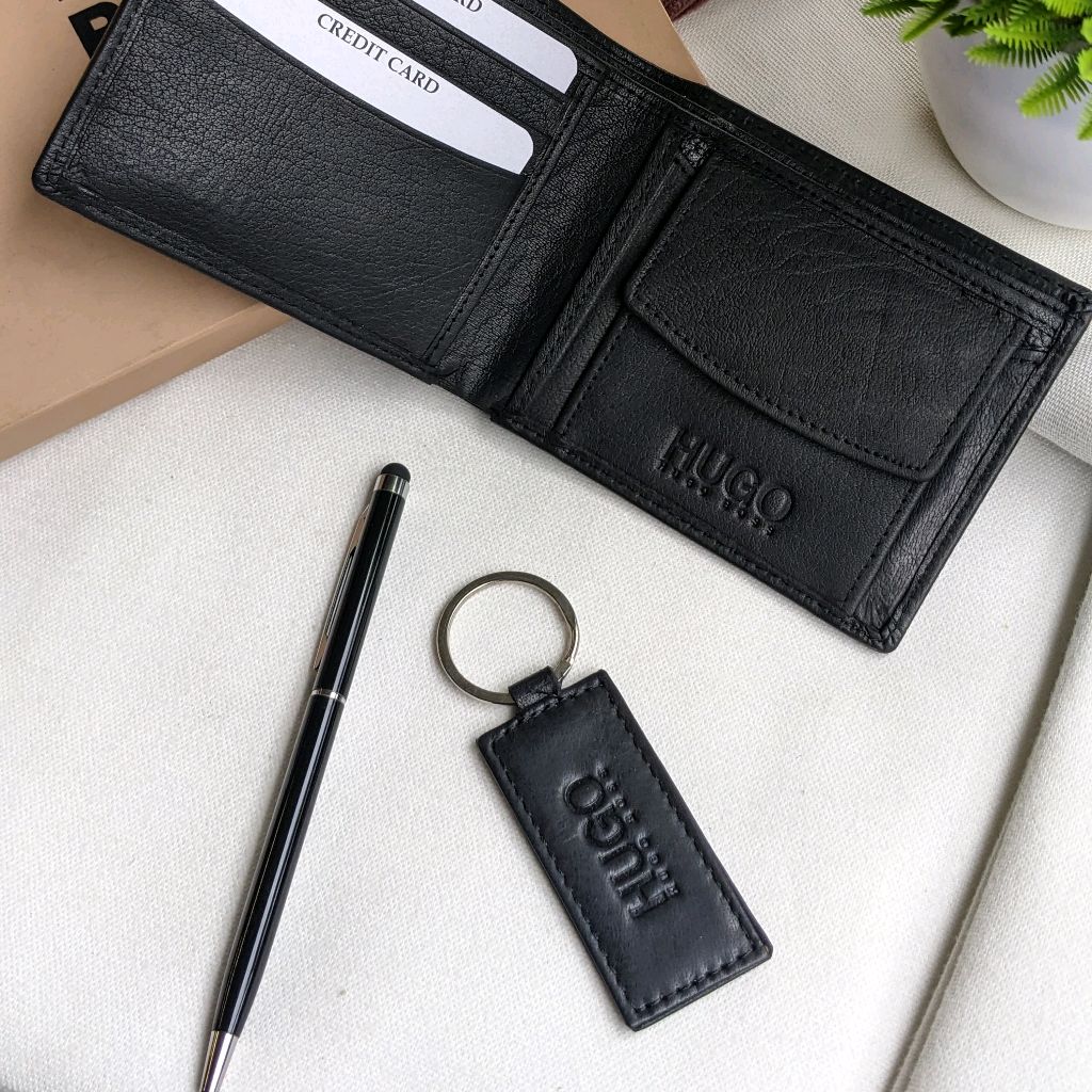 Personalised Men's Wallet, Keychain & Pen Combo