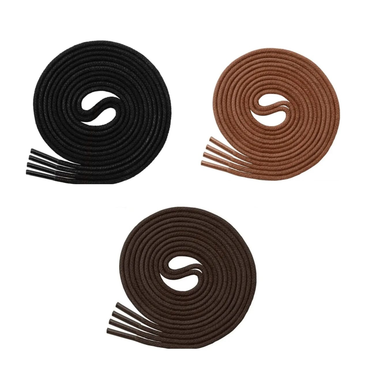 GRAH SANGRAH®  (3 Pair) 1 Pair per color Waxed Cotton Dress Round Shoelaces for formal shoes/leather shoe/boots 