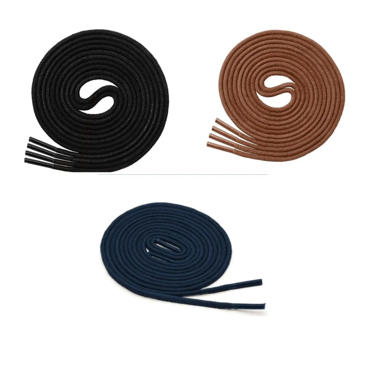 GRAH SANGRAH® (3 Pair) 1 Pair Per Color Waxed Cotton Dress Round Shoelaces For Formal Shoes/Leather Shoe/Boots
