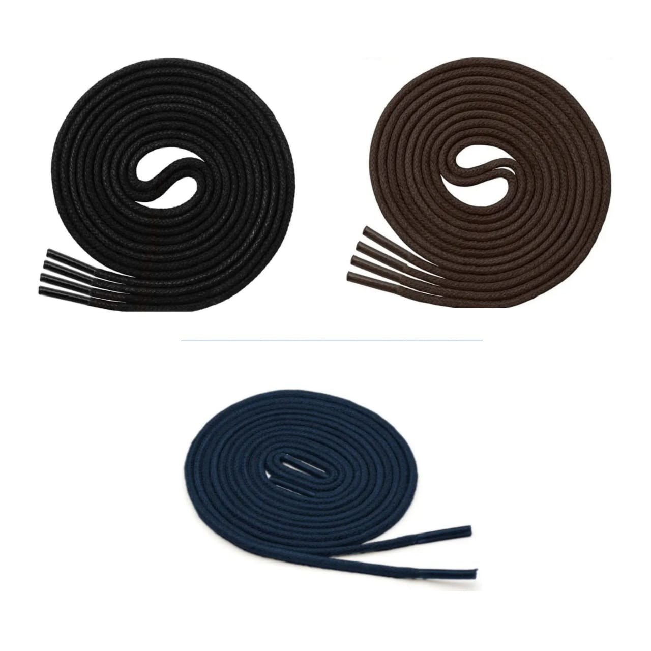 GRAH SANGRAH® (3 Pair) 1 Pair Per Color Waxed Cotton Dress Round Shoelaces For Formal Shoes/Leather Shoe/Boots
