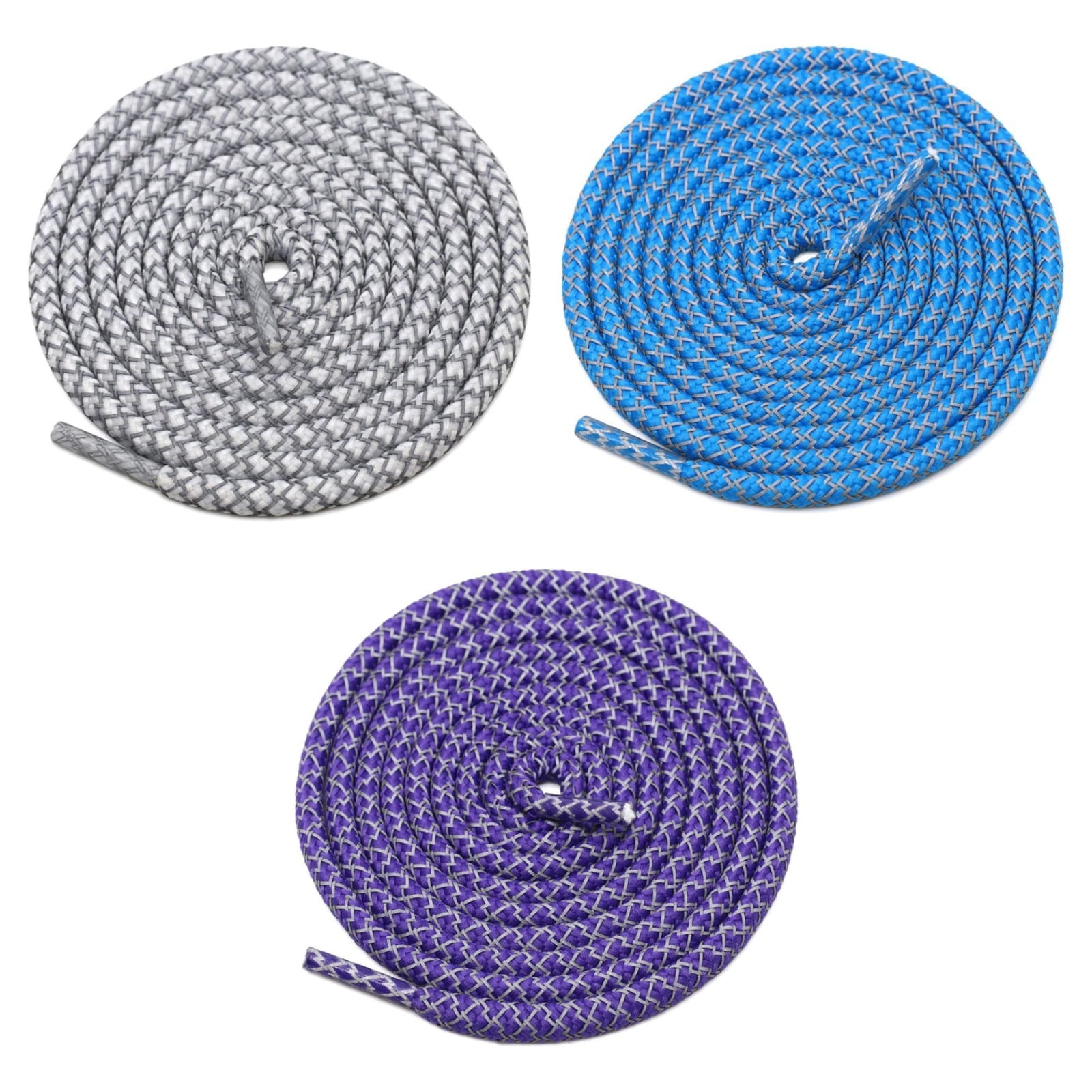 GRAH SANGRAH® 3 Pair (1 Pair Per Single Color) Round Shoelaces For Sport, Running Casual Shoes Laces