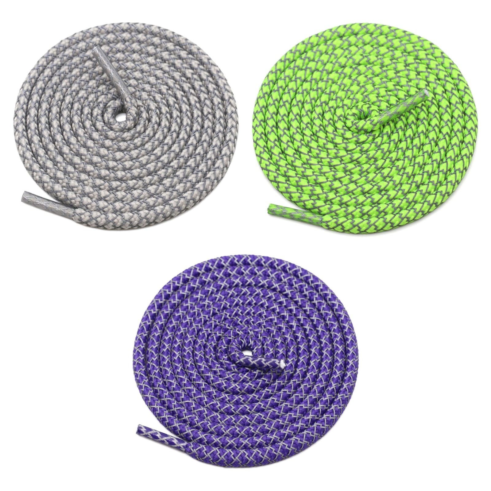 GRAH SANGRAH® 3 Pair (1 Pair Per Single Color) Round Shoelaces For Sport, Running Casual Shoes Laces