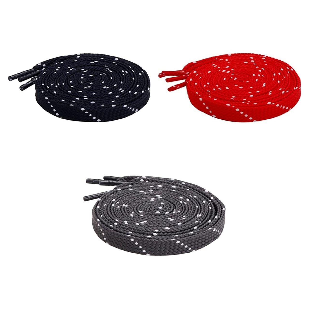 GRAH SANGRAH® 3 Pair (1 Pair Per Single Color) Flat Unisex Shoelaces For Casual, Running Sports Shoes Double Color Twill