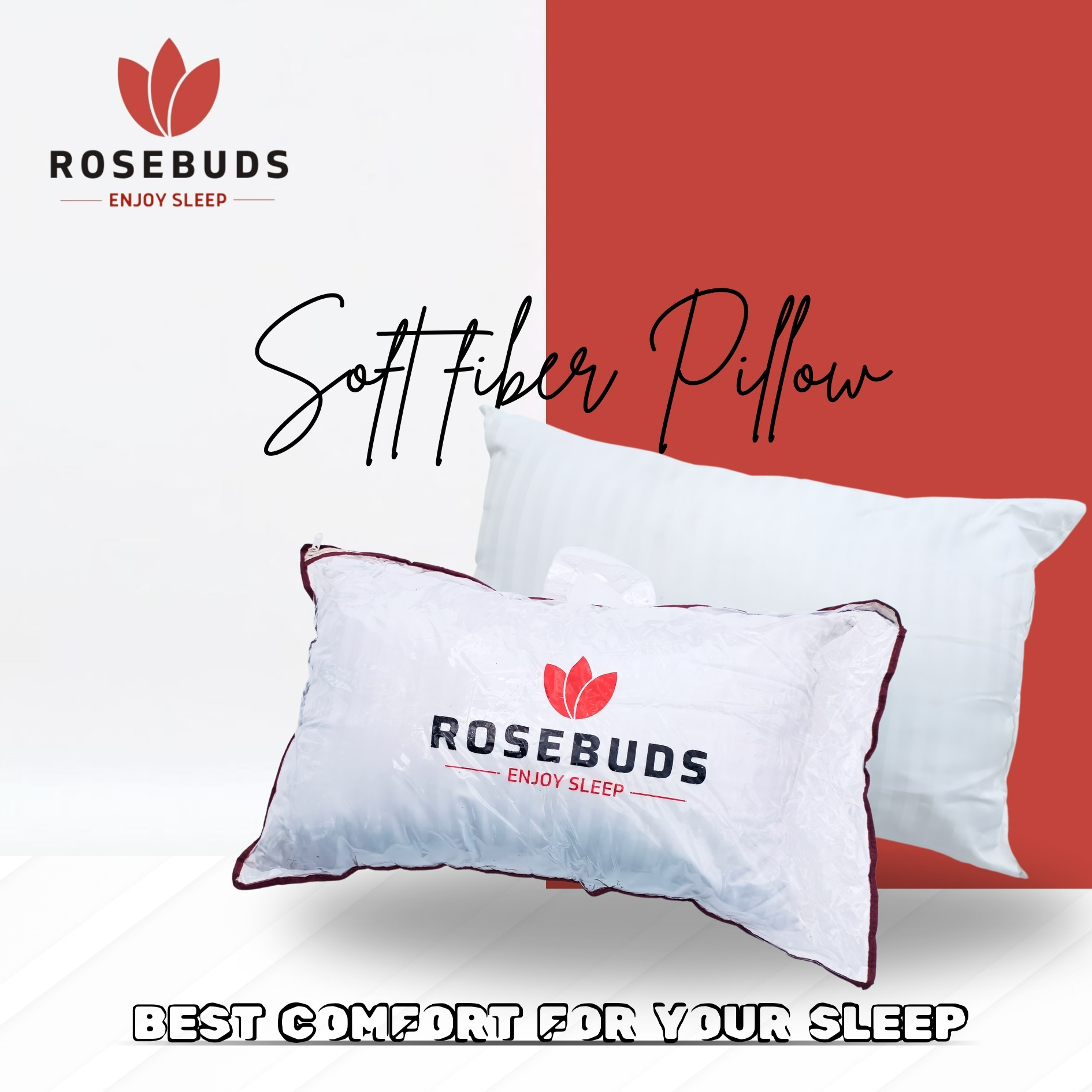 Rosebuds Fiber Pillow - White