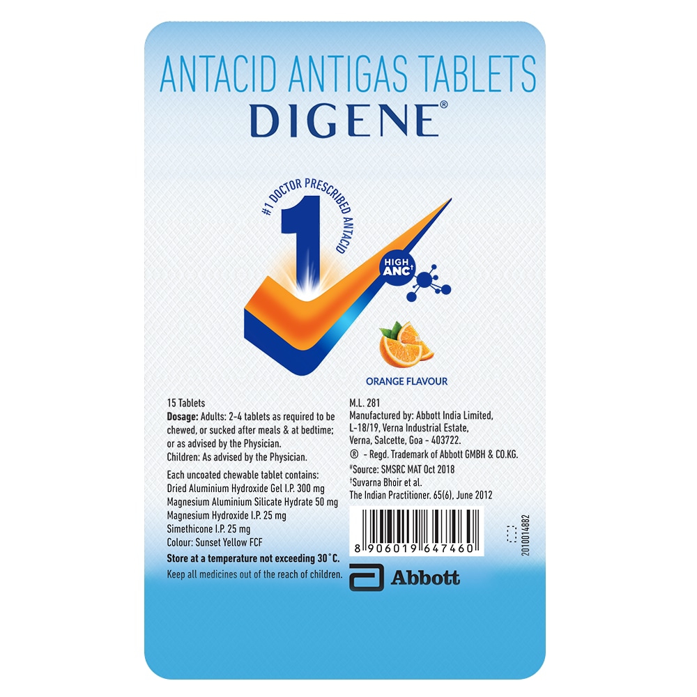 Digene Acidity & Gas Relief Tablet Orange