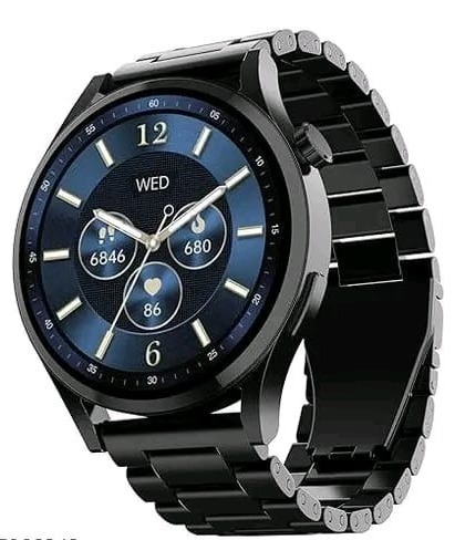 Embrace w/ 1.51" (3.8 cm) AMOLED Display, BT Calling, Functional Crown, Metal-Built, 100+ Sports Mode, Animated Watch Faces, Built-in Games, Smart Watch for Men & Women(Steel Black)