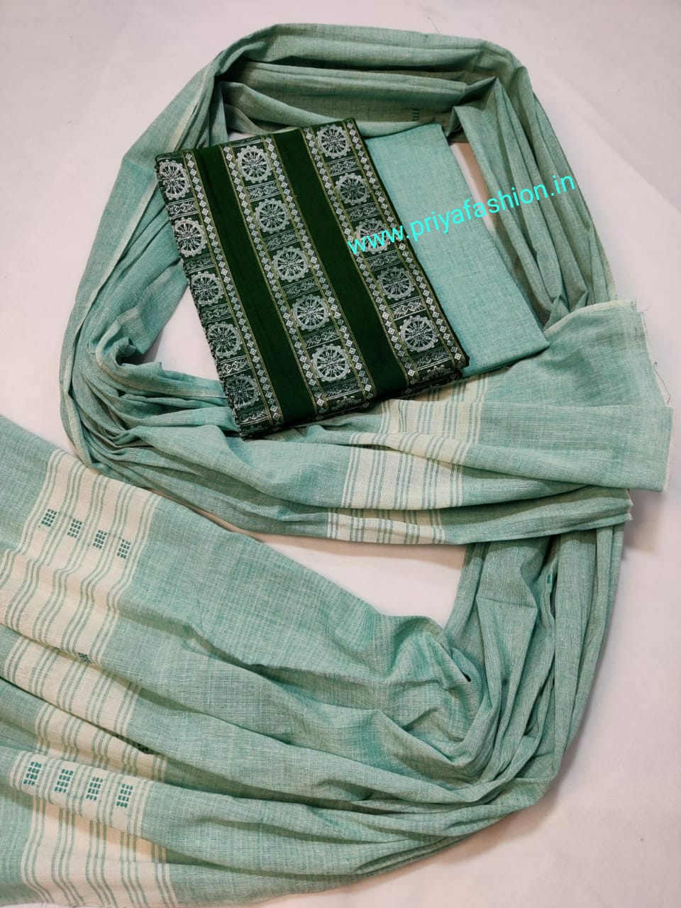 101448 Sambalpuri Dress Material With Stiching Size 32-42 Size - Green, 38 Chest