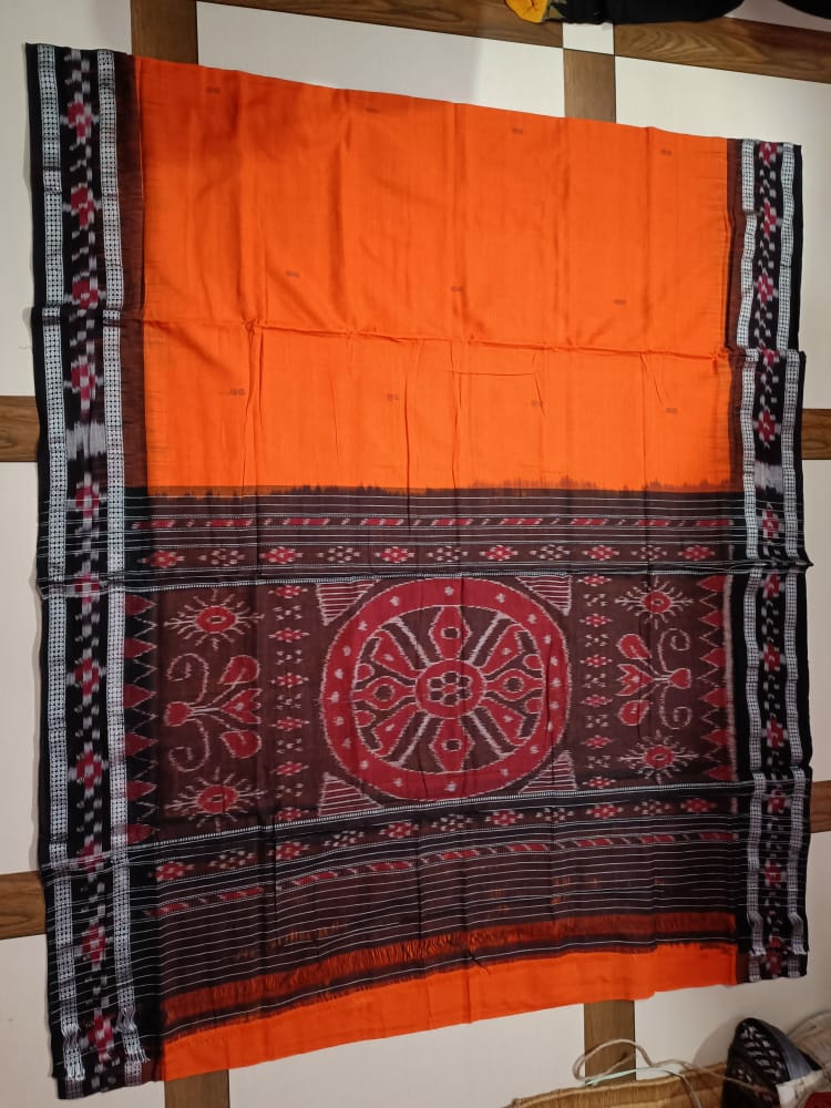 100640 Handloom cotton pasapali border konark ancahl design handloom cotton saree 