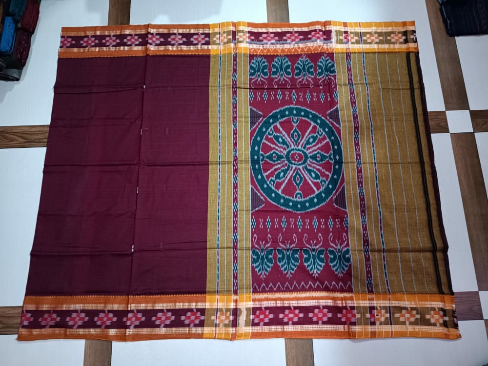 100652 Handloom cotton pasapali border konark ancahl design handloom cotton saree 